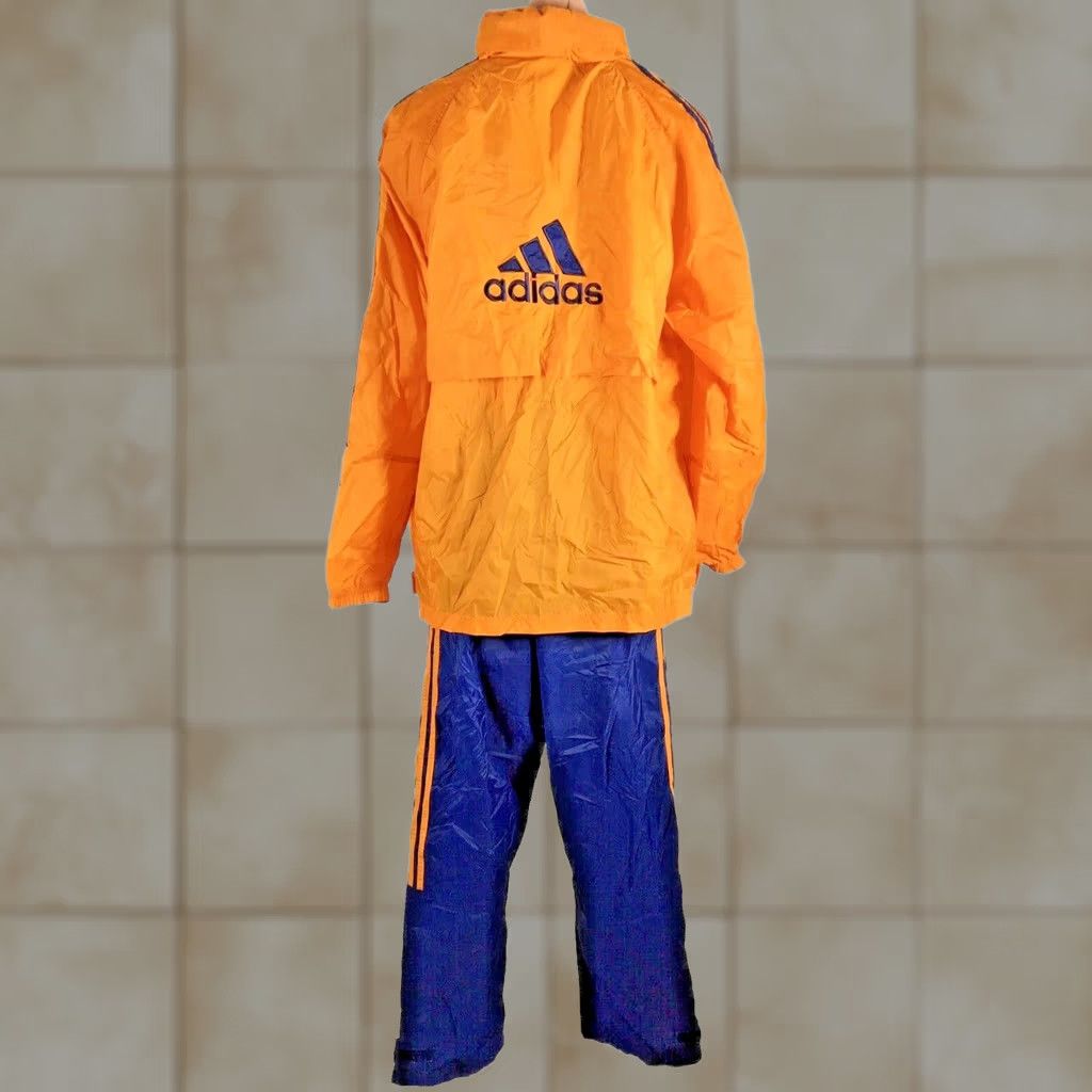 Adidas VINTAGE 90s Adidas Orange Windbreaker Track Suit Jacket Pants 2XL Nylon Retro Size 48R - 1 Thumbnail