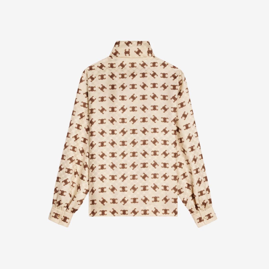 Celine o1bcso1str0924 Lavallière Blouse Shiny Matte Silk Nougat Size M / US 6-8 / IT 42-44 - 2 Thumbnail