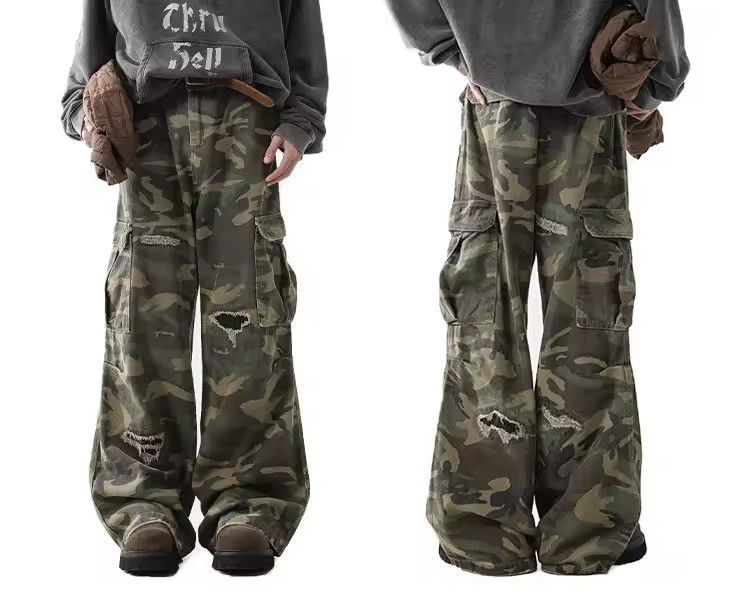 Japanese Brand Distressed Multi Pocket Camo Wide Leg Cargo Pants Size US 29 - 5 Thumbnail