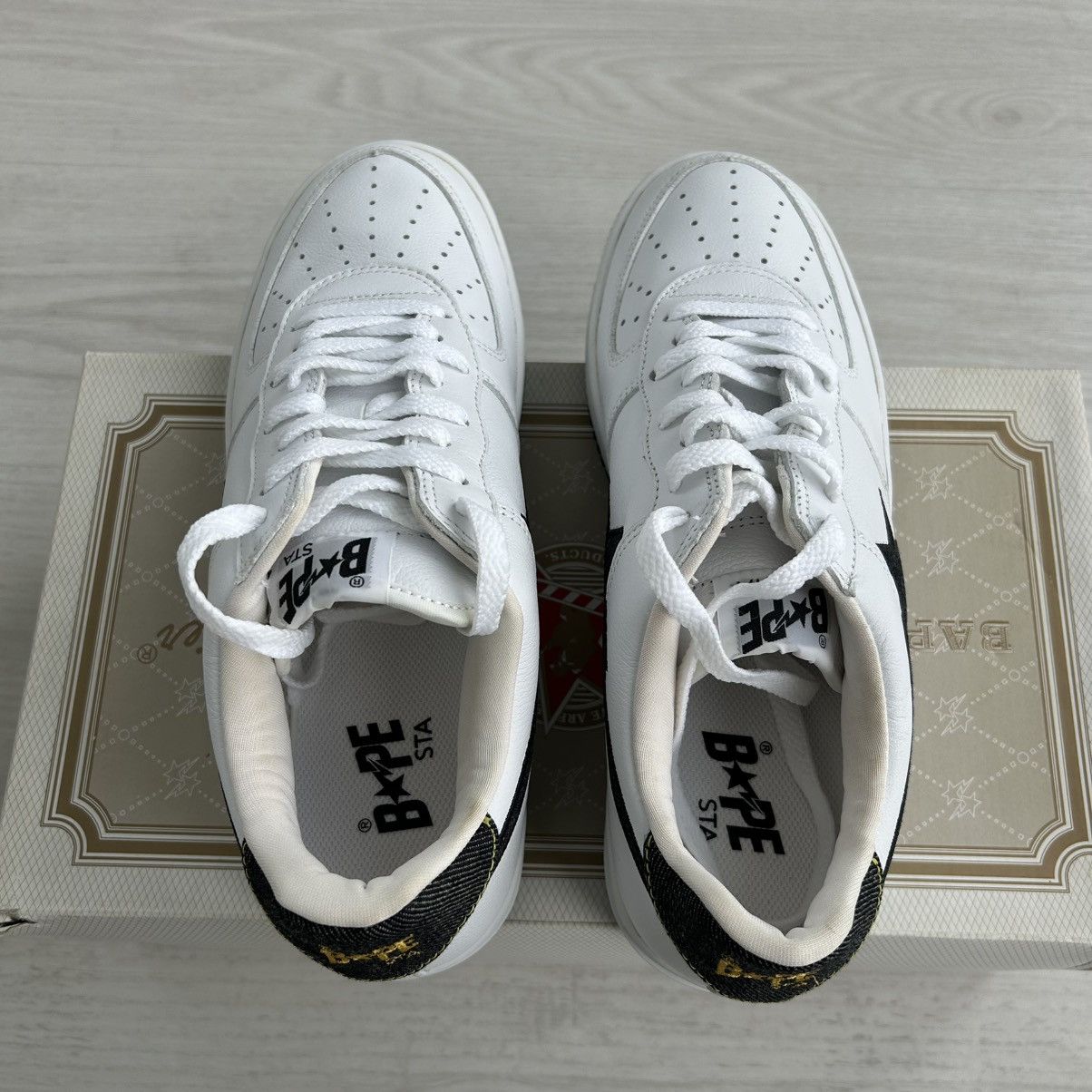 Bape VERY RARE OG 2001 A BATHING APE WHITE DENIM BAPESTA Size US 10 / EU 43 - 8 Thumbnail