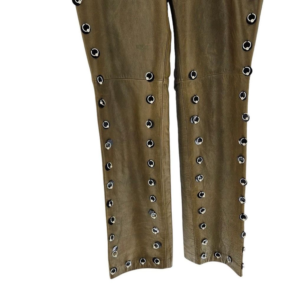 Gap Vintage Olive Green GAP Reworked Leather Pants Size 27" / US 4 / IT 40 - 7 Thumbnail