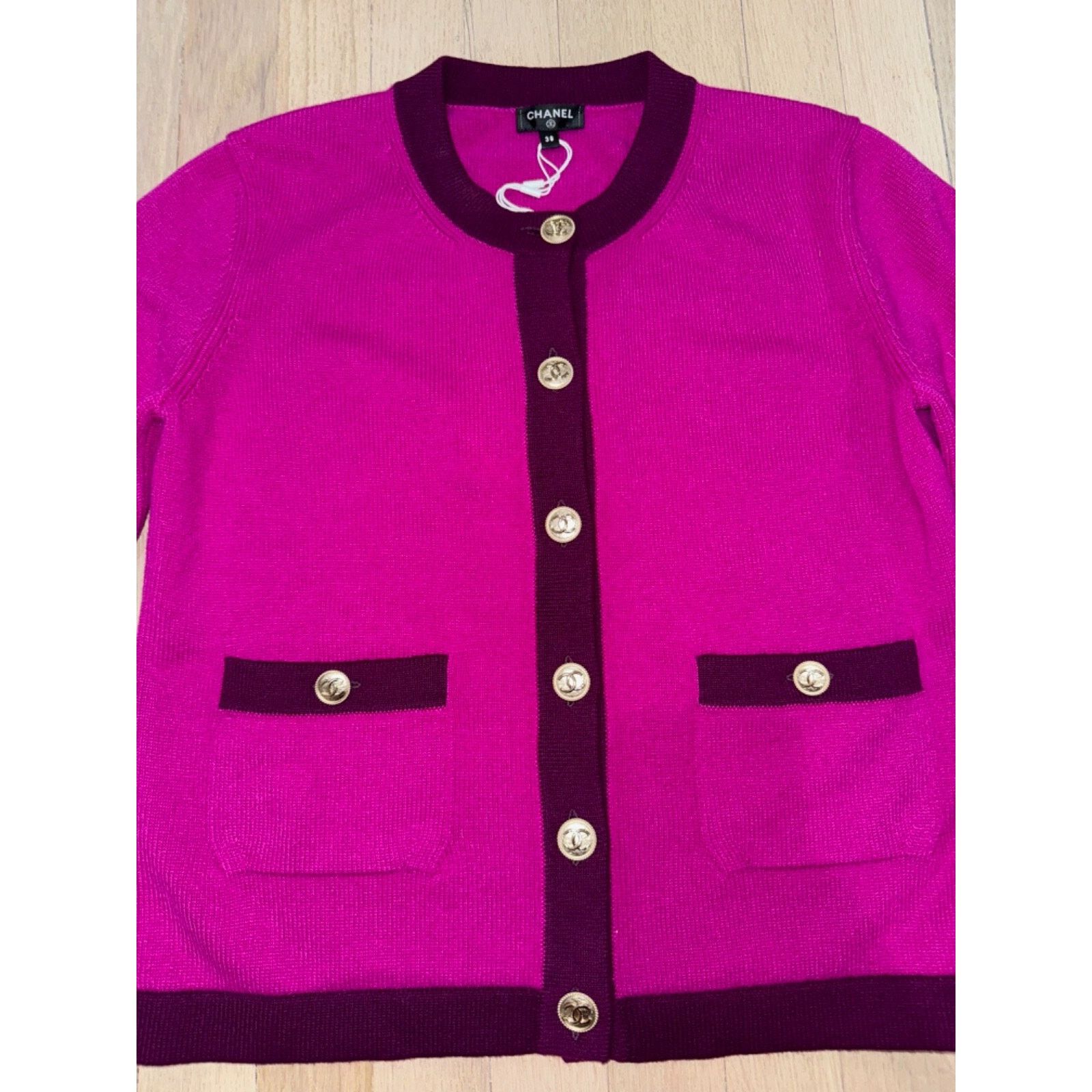 Chanel Chanel 20A Purple Pink Cashmere Gold CC Logo Long Sleeve Size XS / US 0-2 / IT 36-38 - 5 Thumbnail