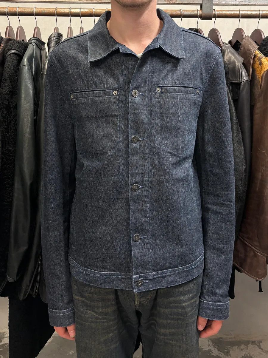 Designer × Moschino × Vintage 2000s Moschino Peace Raw Denim Jacket Size US S / EU 44-46 / 1 - 2 Thumbnail