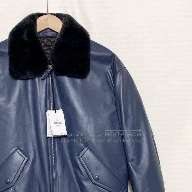 Berluti Berluti Men's Blue Pilot Leather Jacket. Size US M / EU 48-50 / 2 - 3 Thumbnail