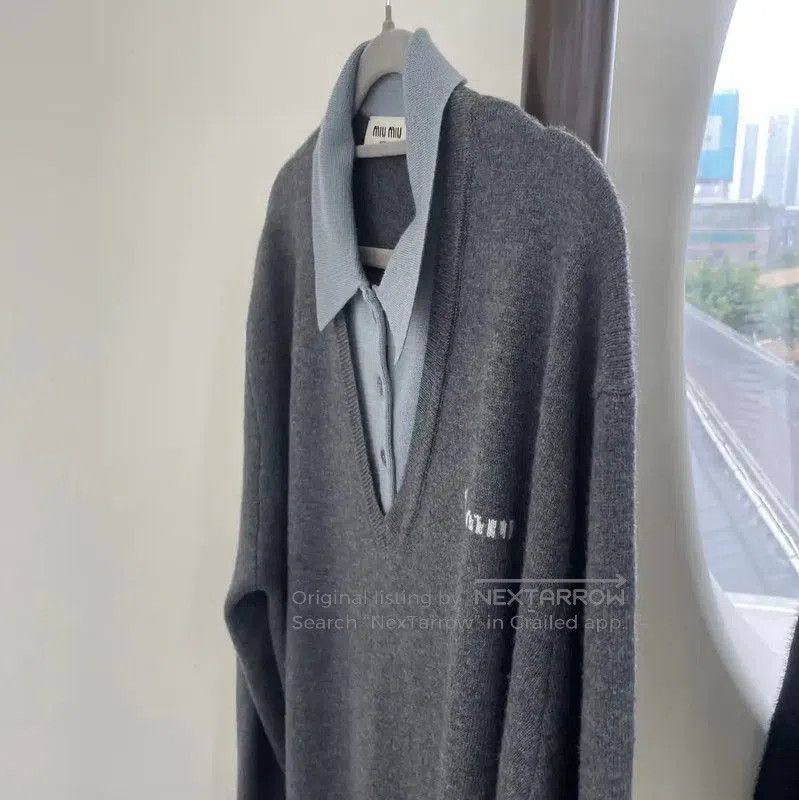 Miu Miu Miu Miu Colorblock Cashmere Blend Long Sleeve Sweater . Size M / US 6-8 / IT 42-44 - 3 Thumbnail