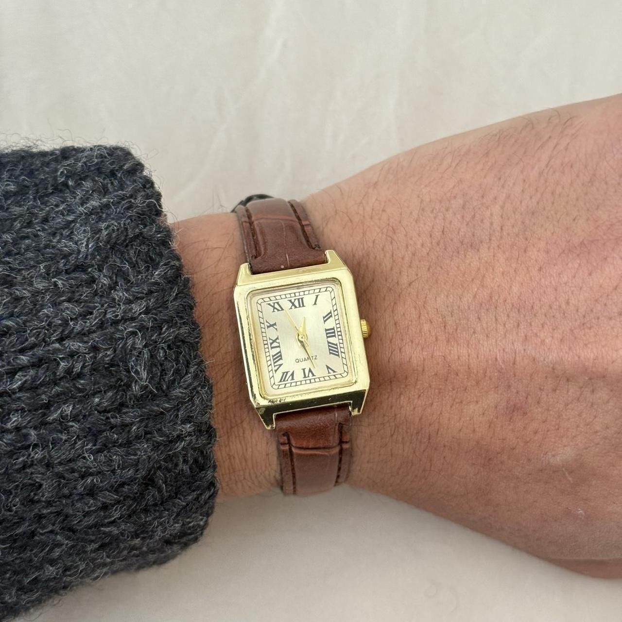 Vintage y2k style cute square brown leather luxury watch Size ONE SIZE - 2 Thumbnail