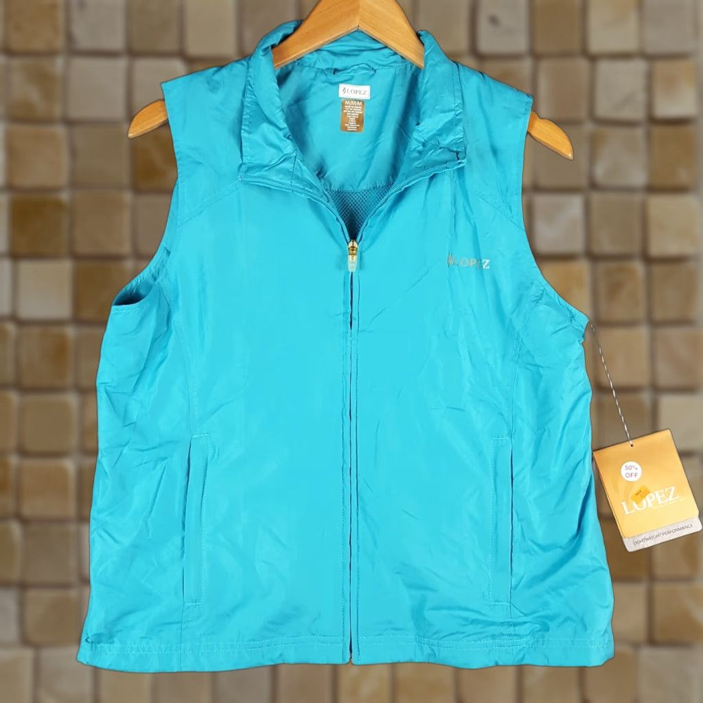 Vintage Lightweight Athletic Sleeveless Vest Women's Medium Zip Up Windbreaker Jacket Size M / US 6-8 / IT 42-44 - 1 Thumbnail