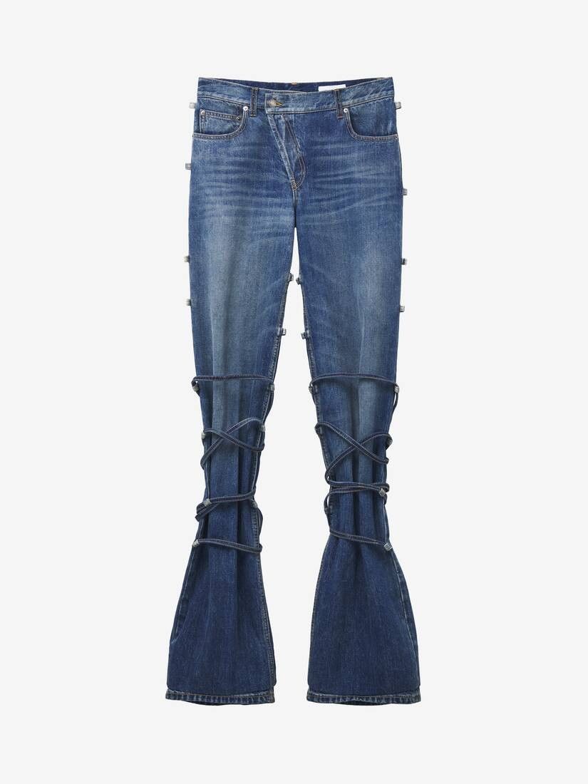 Alexander McQueen o1srvl11e0226 Tied Jeans In Indigo Size US 30 / EU 46 - 1 Thumbnail