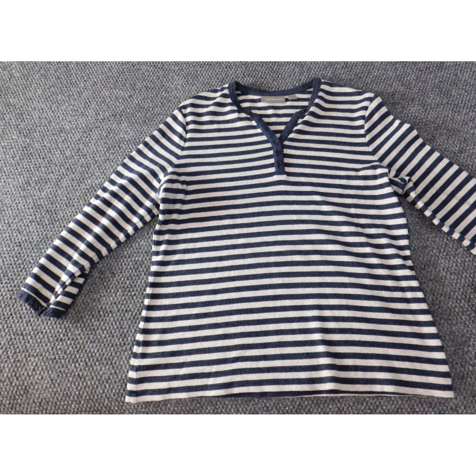 Croft & Barrow Croft & Barrow Womens Sweater Large Blue Striped Pullover Crew Neck Knit Long Sleeve Stretch Classic Size L / US 10 / IT 46 - 3 Thumbnail