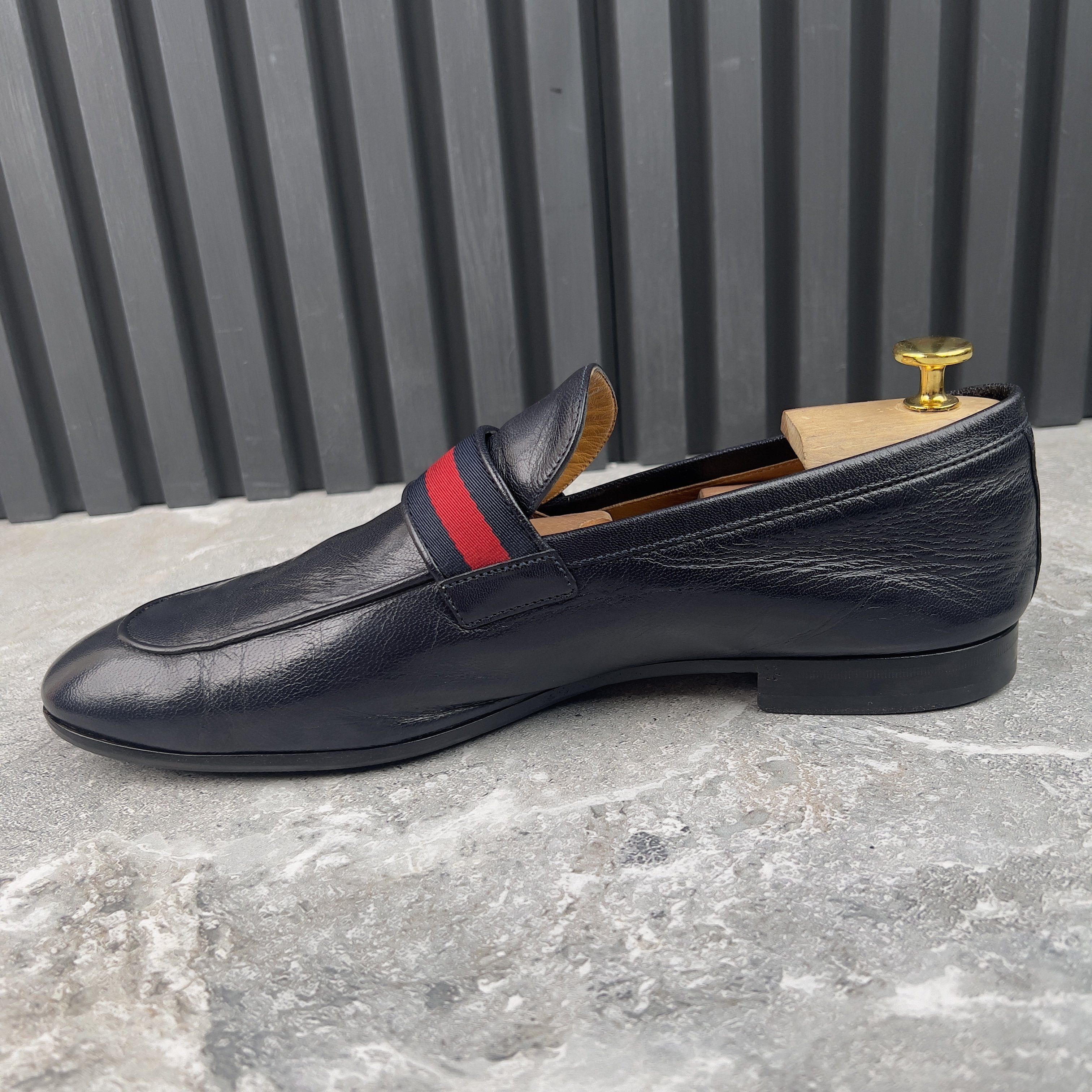 Gucci Donnie Web GG Loafers Navy Blue Leather Size US 10.5 / EU 43-44 - 5 Thumbnail