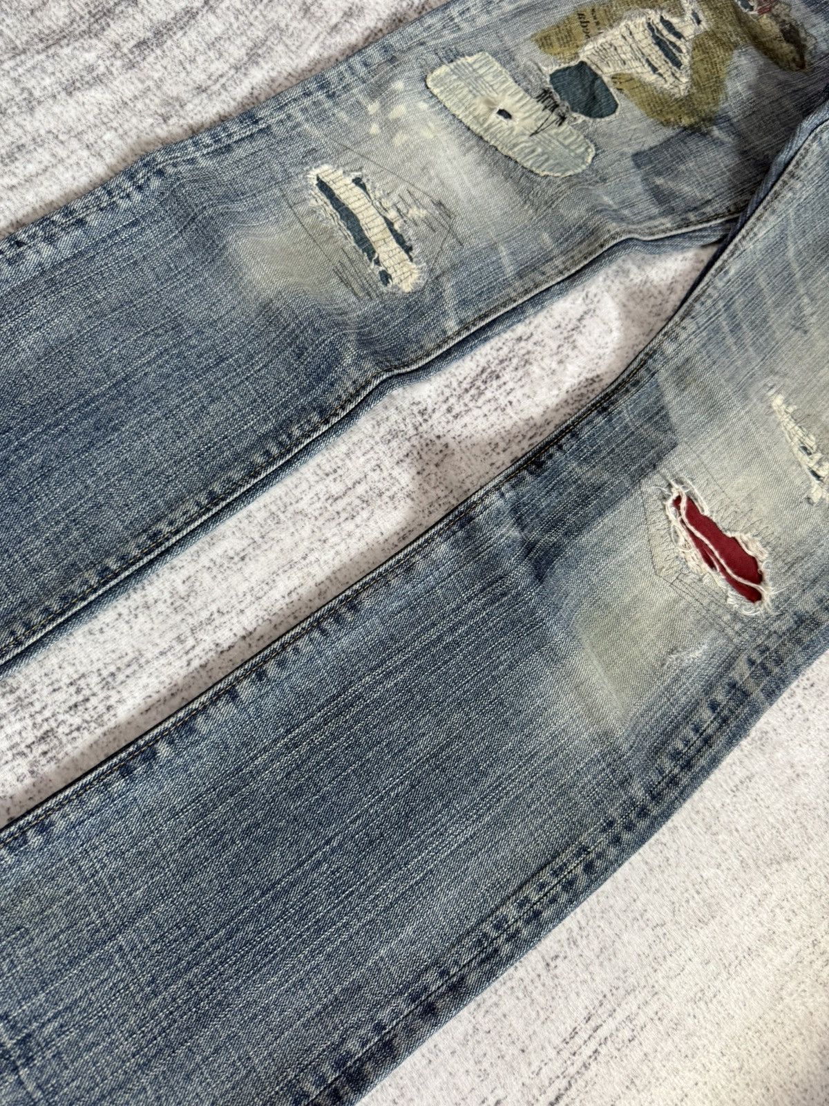 Hysteric Glamour × Japanese Brand Antgauge Japan Boro Distressed Newspaper Patch Jeans Size US 30 / EU 46 - 8 Thumbnail