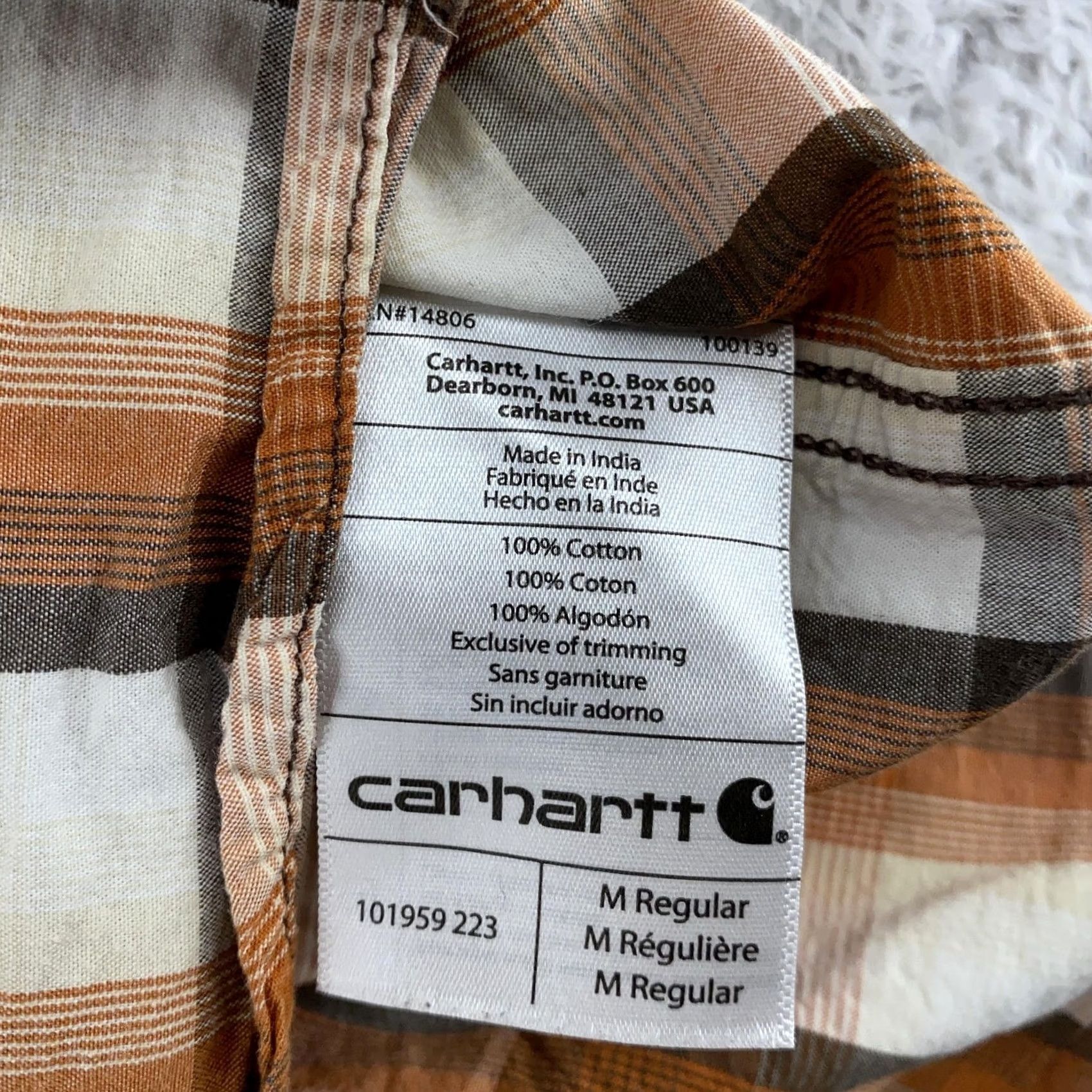 Carhartt Carhartt Shirt Mens Medium Essential Plaid Shirt Button Down Short Sleeve Workwear Orange Button-Up Cotton Plaid - Mens Size US M / EU 48-50 / 2 - 8 Thumbnail