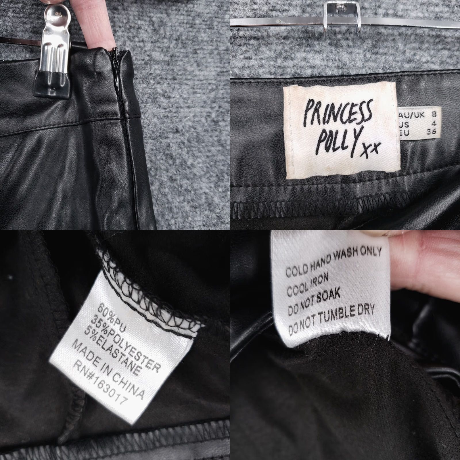 PRINCESS POLLY Princess Polly Pants Womens 4 Black PU Leather High Rise Flared Moto Pants Size 27" / US 4 / IT 40 - 8 Thumbnail