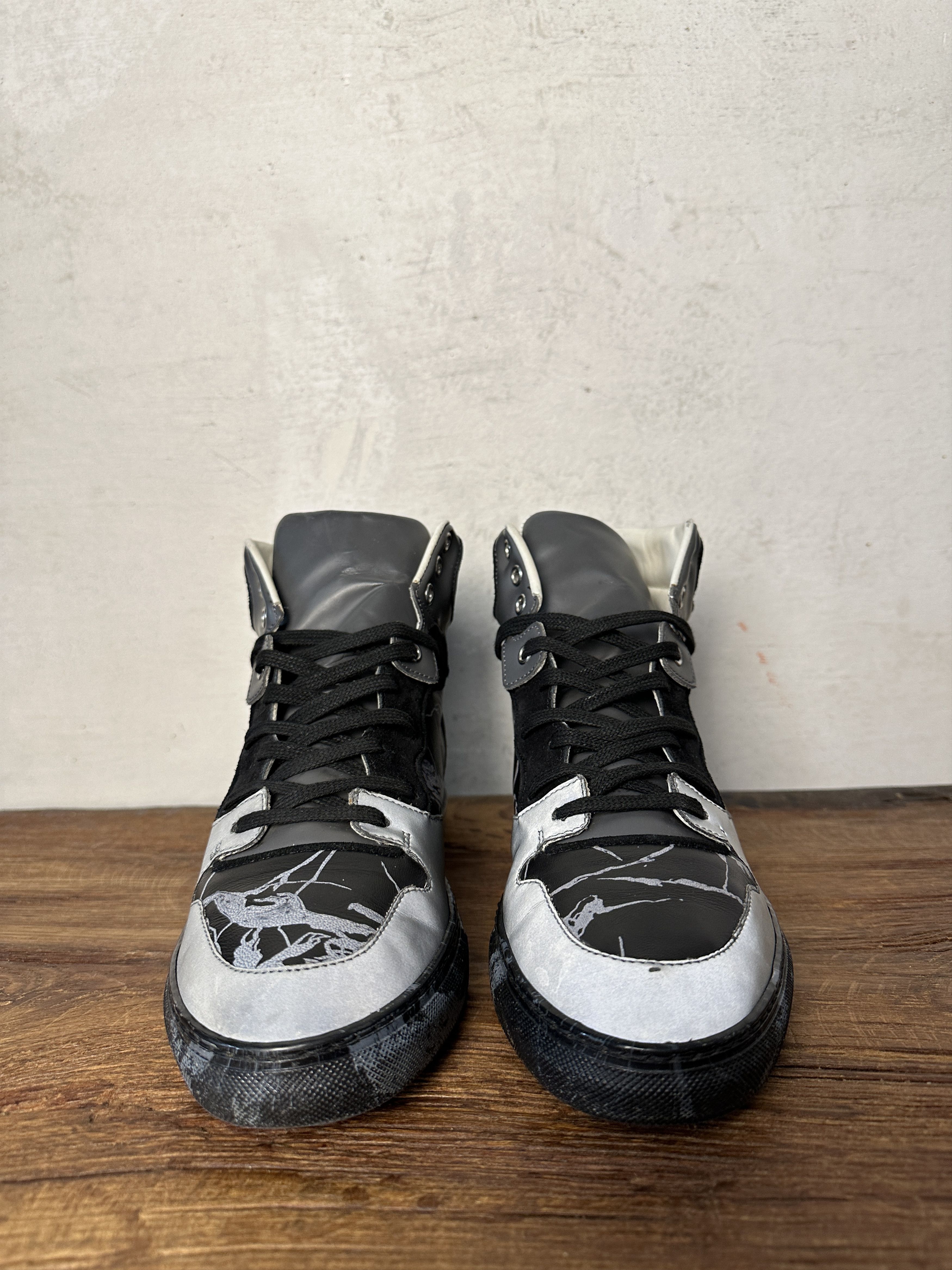 Balenciaga Balenciaga High Top Marble Print Black White Sneakers Size US 7 / EU 40 - 6 Thumbnail
