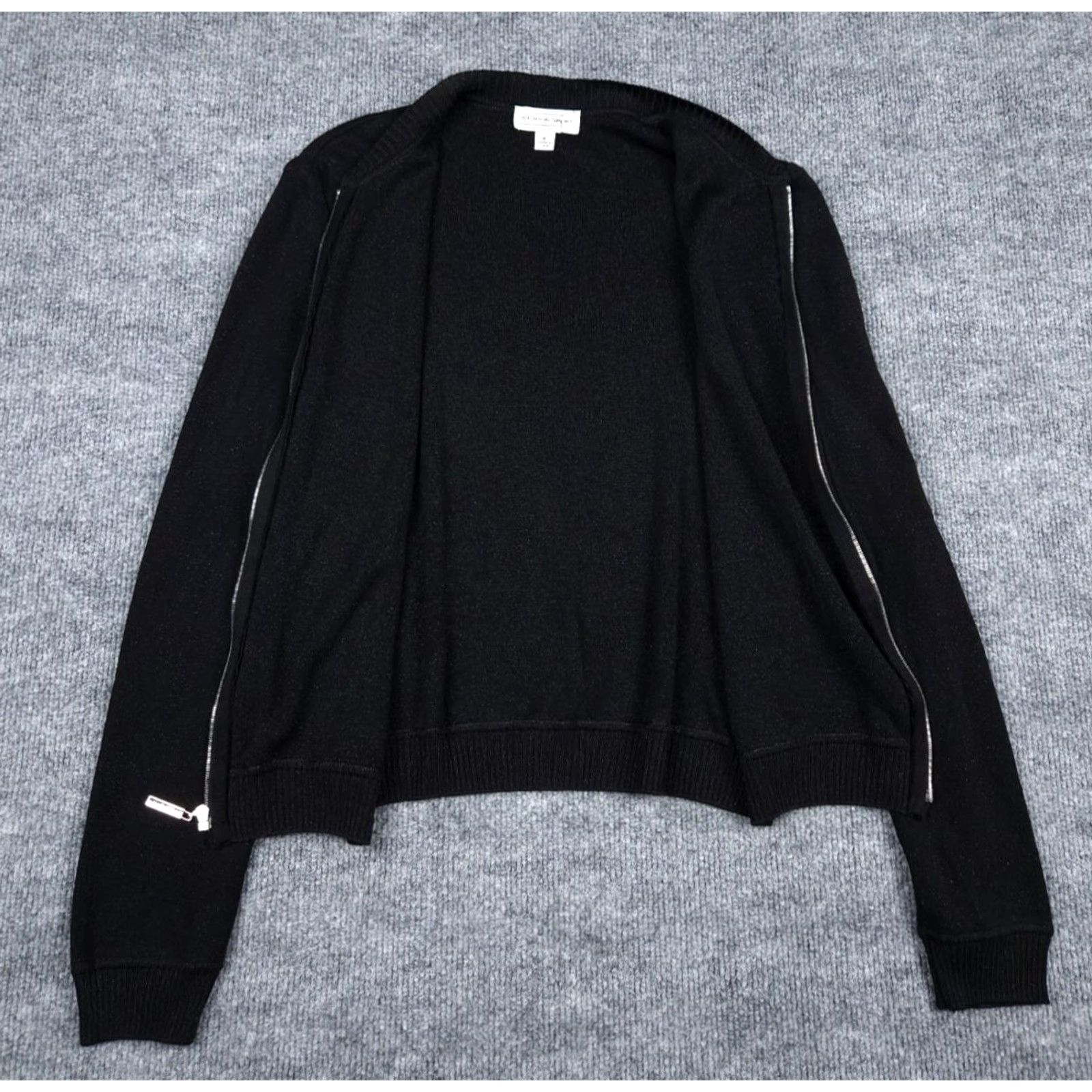 St. John St John Sport Cardigan Jacket Petite P Black Full Zip Silk Sparkle Made USA Womens Cardigan Size XXS / US 00 / IT 34 - 4 Thumbnail