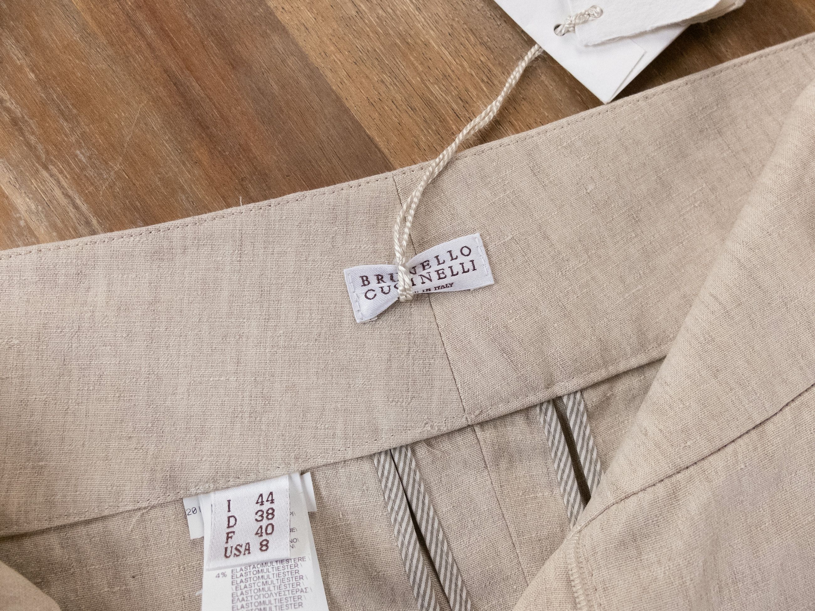 Brunello Cucinelli BRUNELLO CUCINELLI beige belted pleated linen pants 8 44 Size 30" / US 8 / IT 44 - 10 Thumbnail