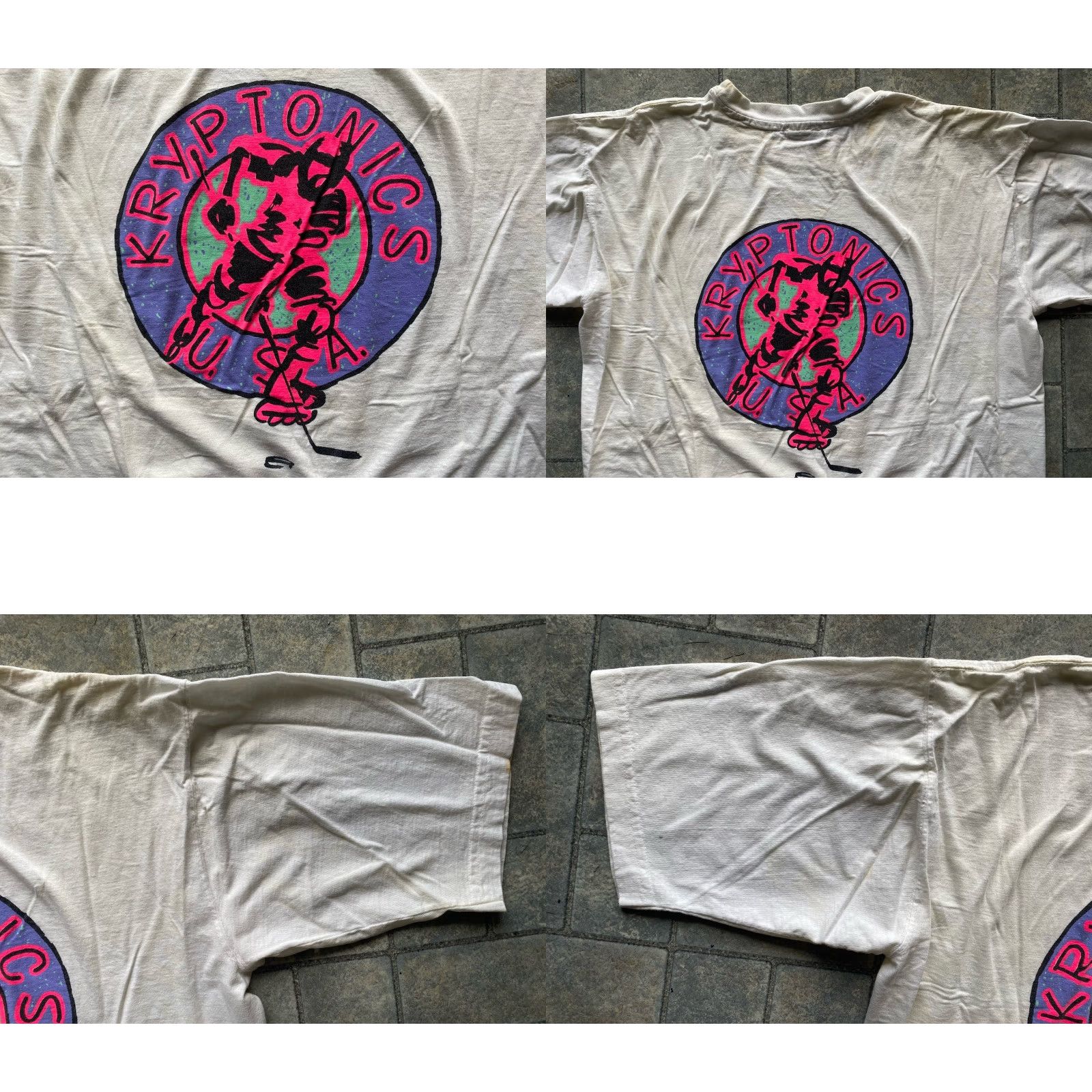 Vintage Kryptonics USA T Shirt Men L White Flaws Wear Logo Roller Hockey Logo Mens Size US L / EU 52-54 / 3 - 10 Thumbnail