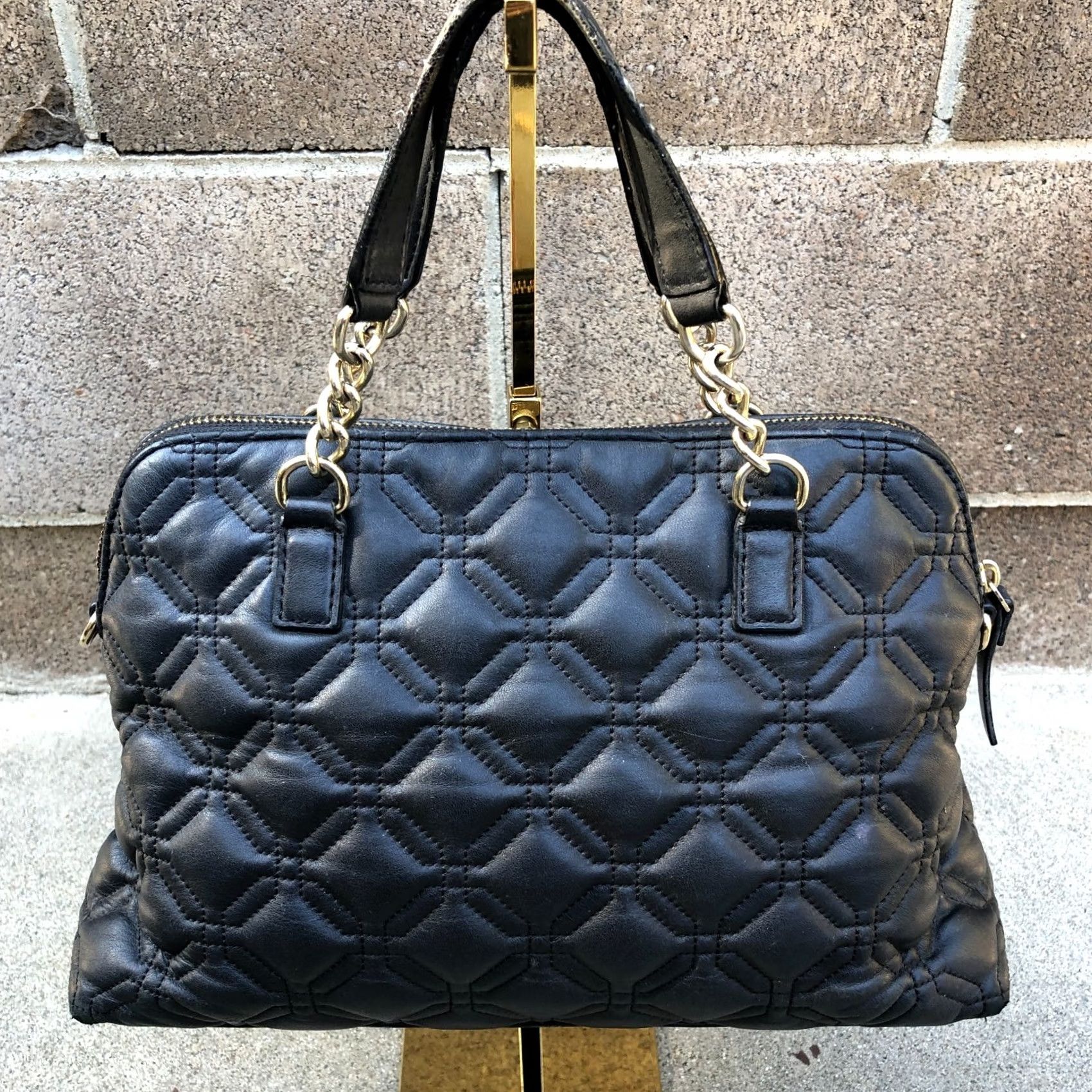 Vintage KATE SPADE Rachelle Astor Quilted Court Purse Women's Shoulder Bag Leather Bag Black Satchel/Top Handle Bag Size ONE SIZE - 2 Thumbnail