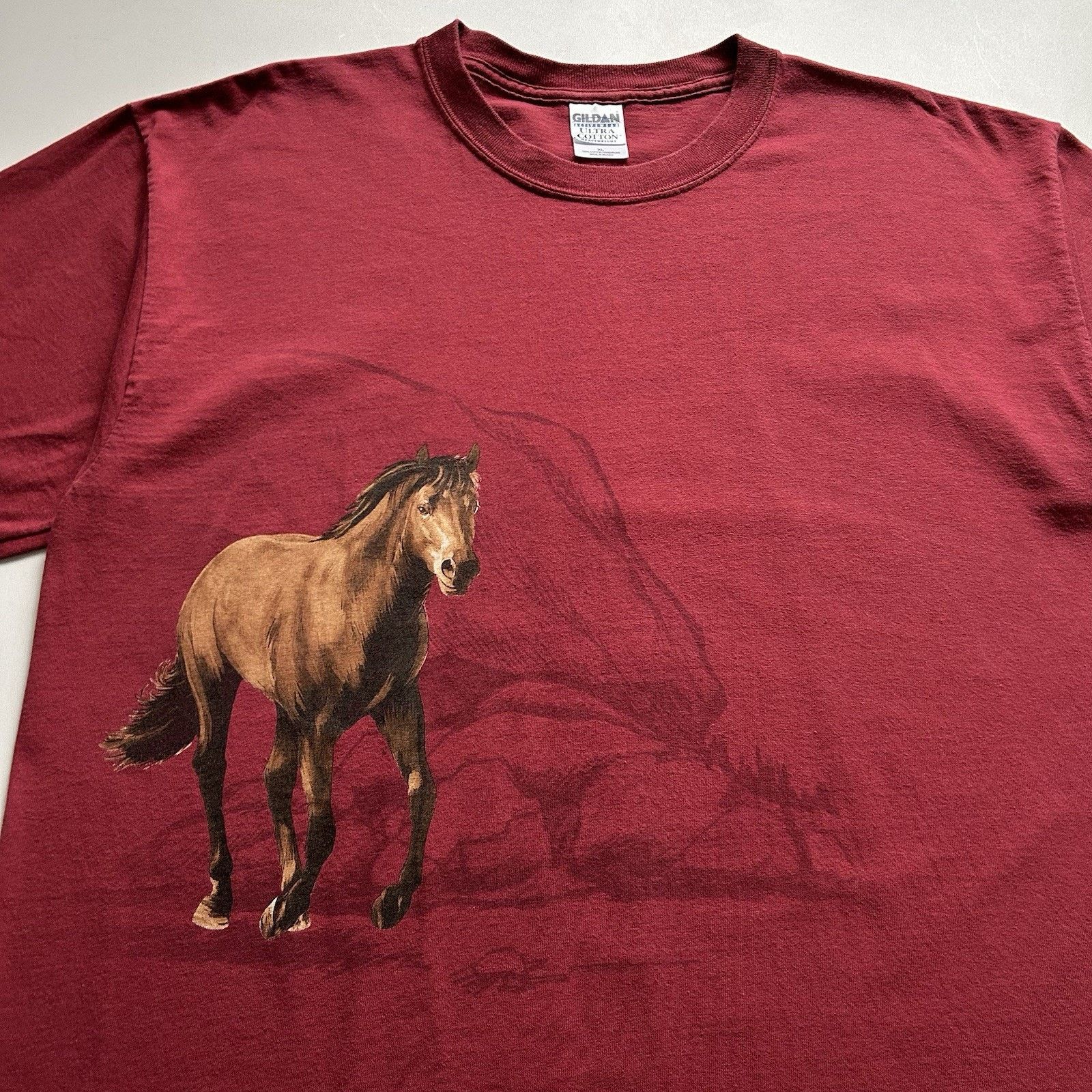 Gildan × Vintage Vintage Horse Animal Art Shirt XL Gildan Cotton Y2K Graphic Size US XL / EU 56 / 4 - 2 Thumbnail