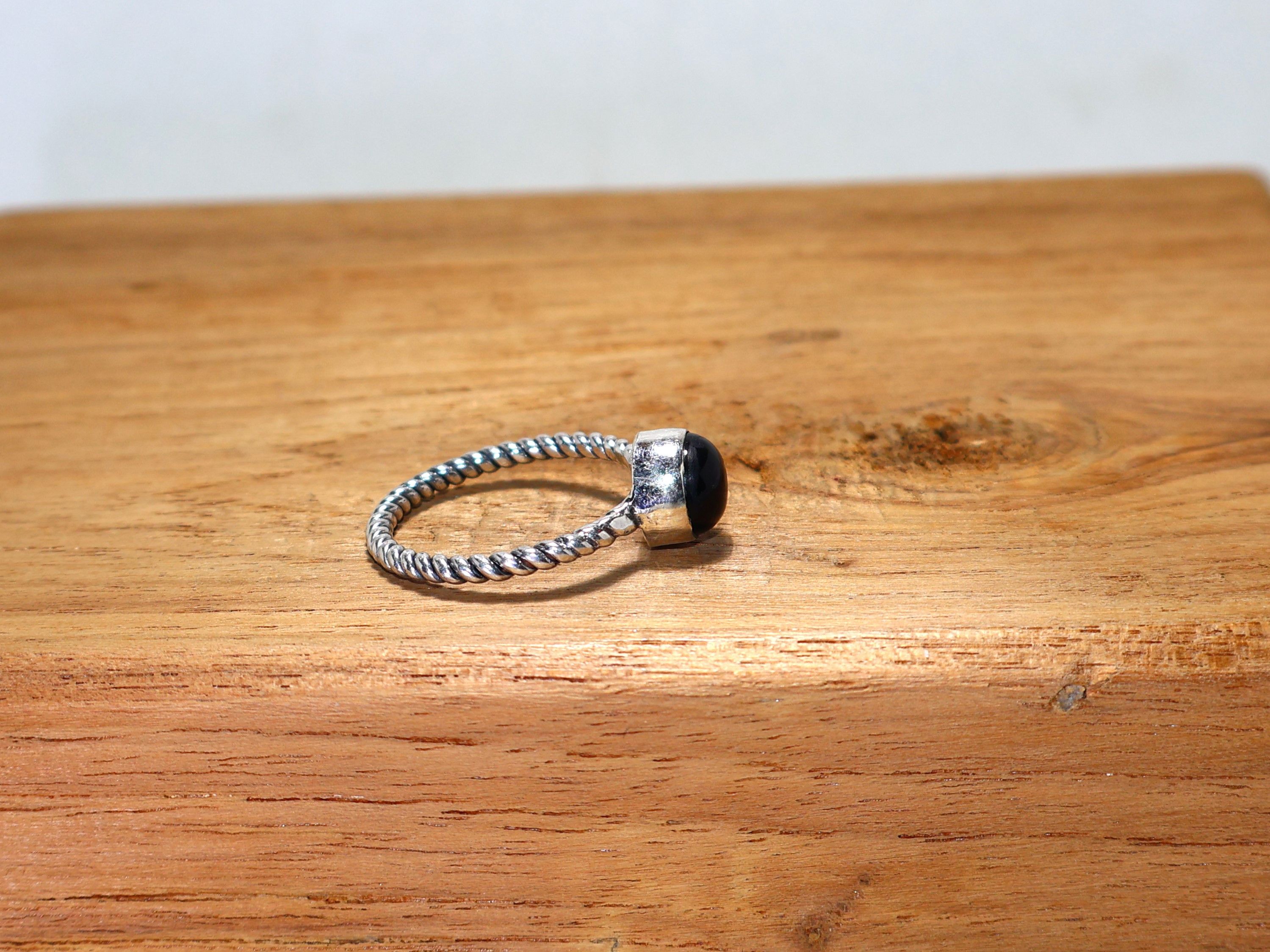 Handmade Black Onyx Ring, Sterling Silver Ring, Stacking Ring Size ONE SIZE - 5 Thumbnail