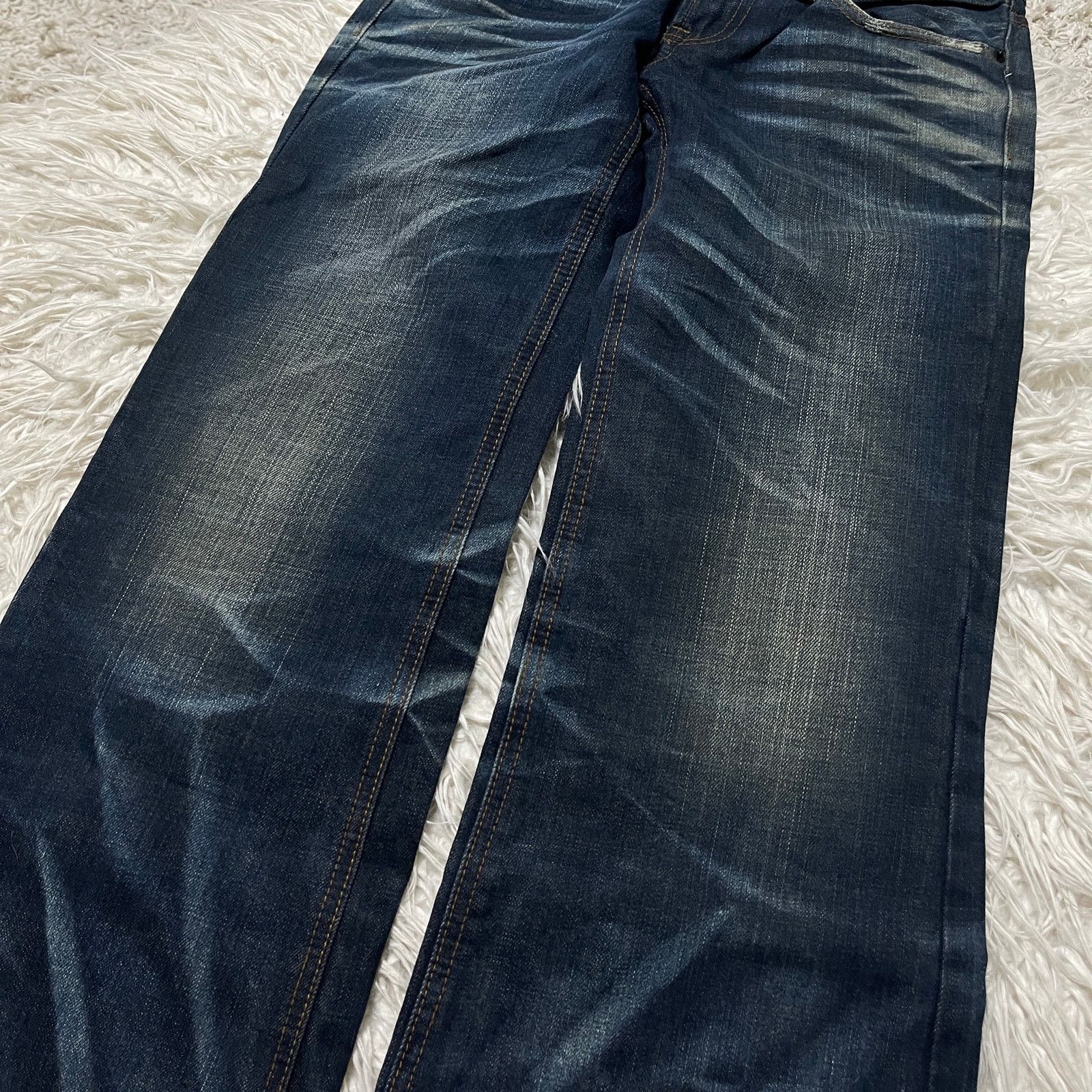 14th Addiction Vintage Japanese Brand Faded Wash Low-rise Denim Jeans Blue Size 29" - 9 Thumbnail