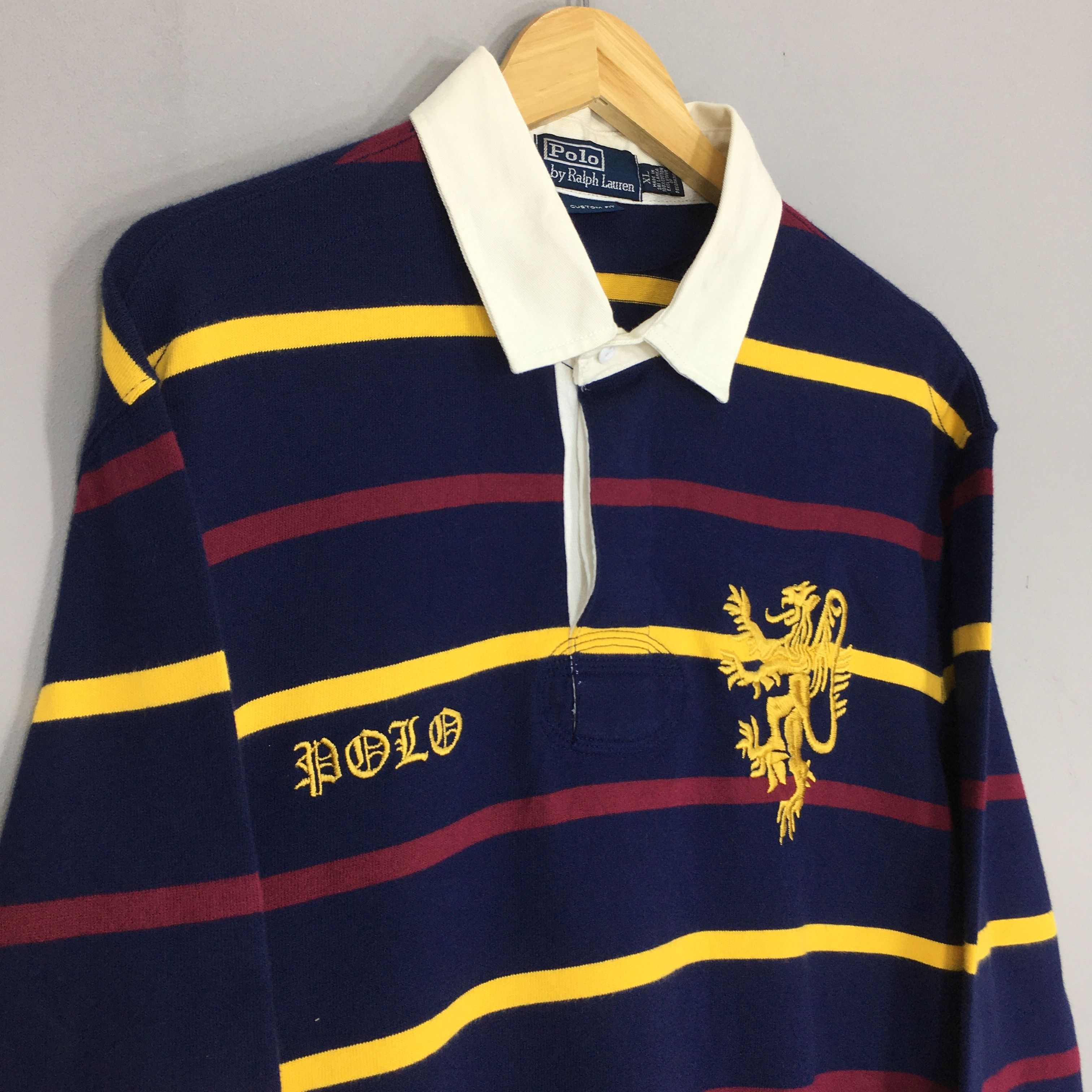 Polo Ralph Lauren Vintage 90s Polo Ralph Lauren Striped Rugby Shirt XLarge Size US XL / EU 56 / 4 - 3 Thumbnail