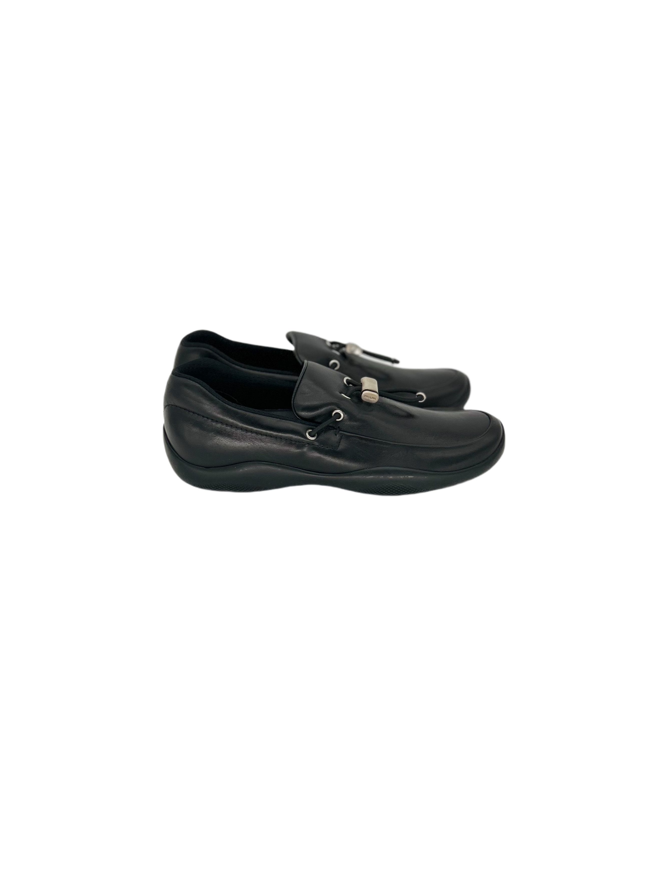 Prada Prada Linea Rossa Black Classic Loafers With Toggle Size US 6 / EU 39 - 2 Thumbnail