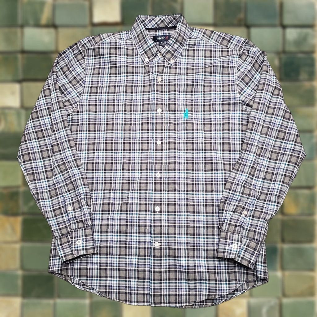 johnnie-O Johnnie-O Shirt Mens M Gray Blue Plaid 100% Cotton Long Sleeve Button-Up Casual Classic Size US M / EU 48-50 / 2 - 1 Thumbnail