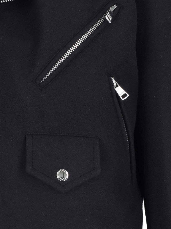 o1s1wg111025 Biker Jacket In Felted Wool in Black