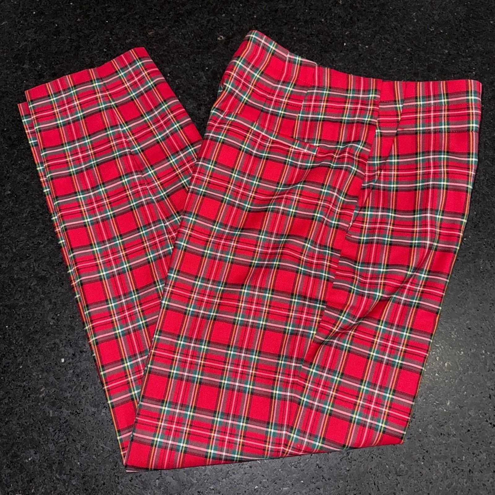 Talbots TALBOTS TAPERED ANKLE WOOL BLEND PANTS RED TARTAN PLAID SZ 6 Size 28" / US 6 / IT 42 - 5 Thumbnail