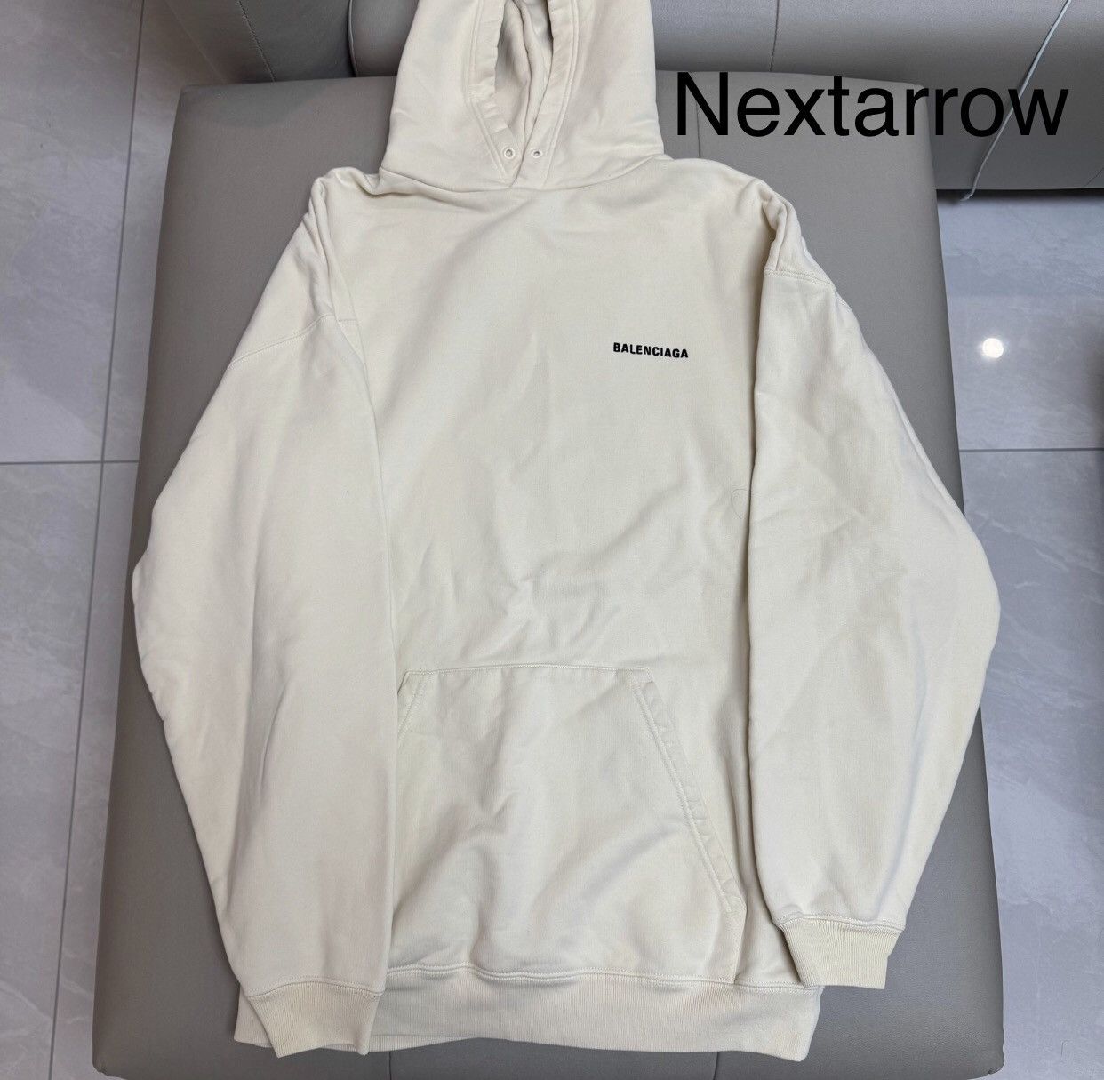 Balenciaga Beige Embroidered logo Hoodie 2412-Nextarrow