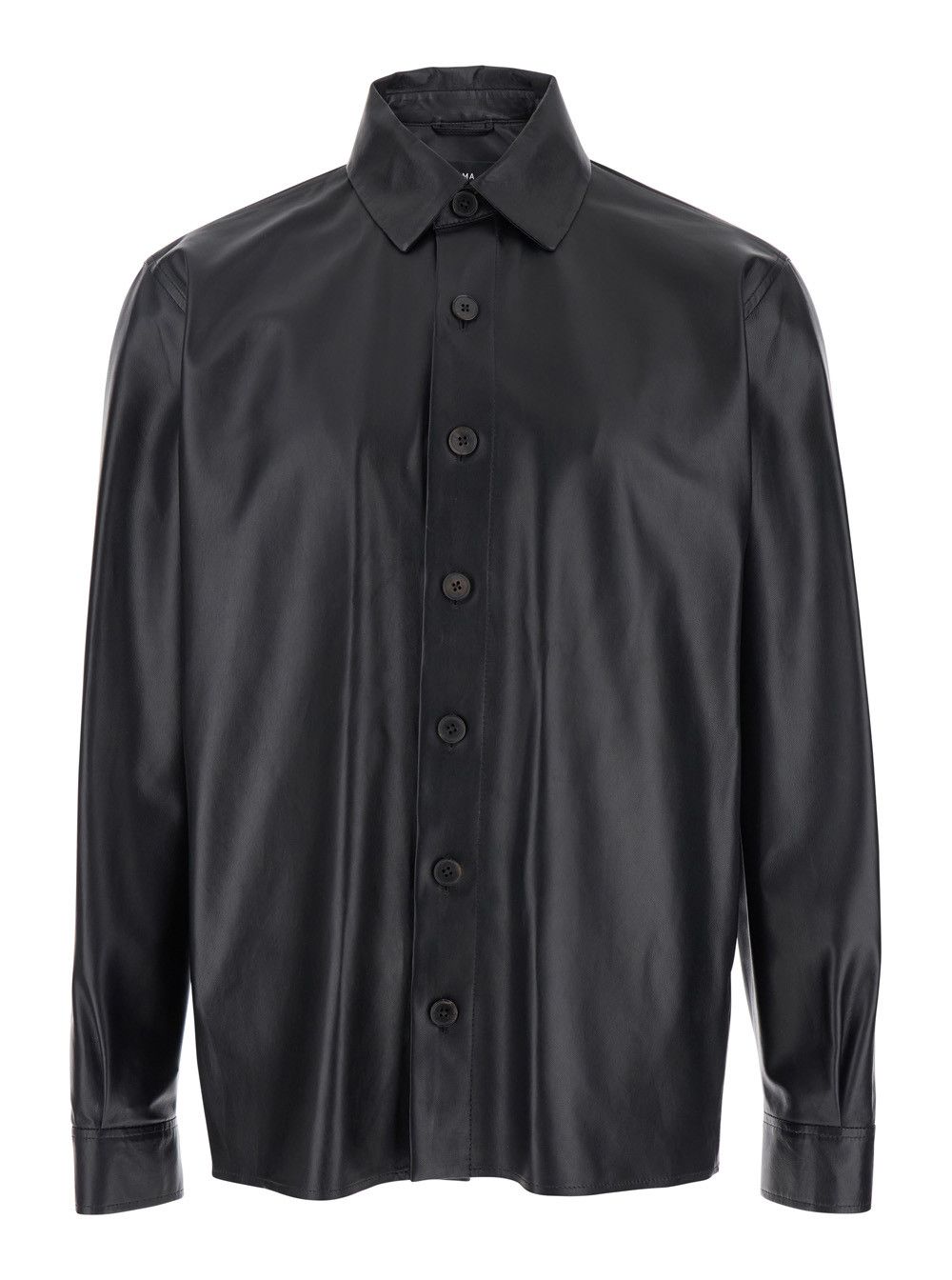 ARMA 'Lush' Black Shirt with Classic Collar and Contrasting Buttons in Leather Man Size US M / EU 48-50 / 2 - 1 Thumbnail