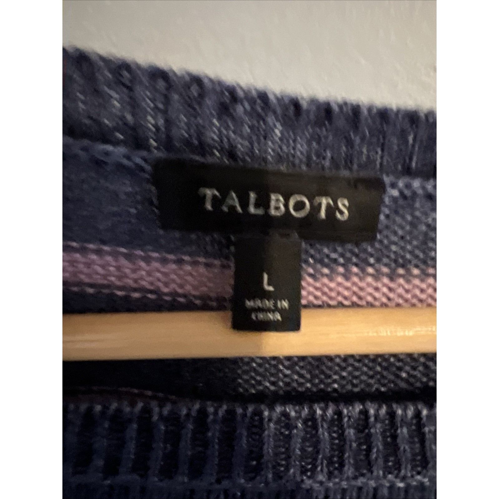 Talbots TALBOTS Women’s Crew Neck Sweater 100% Linen Blue Pink Strip Size L / US 10 / IT 46 - 3 Thumbnail