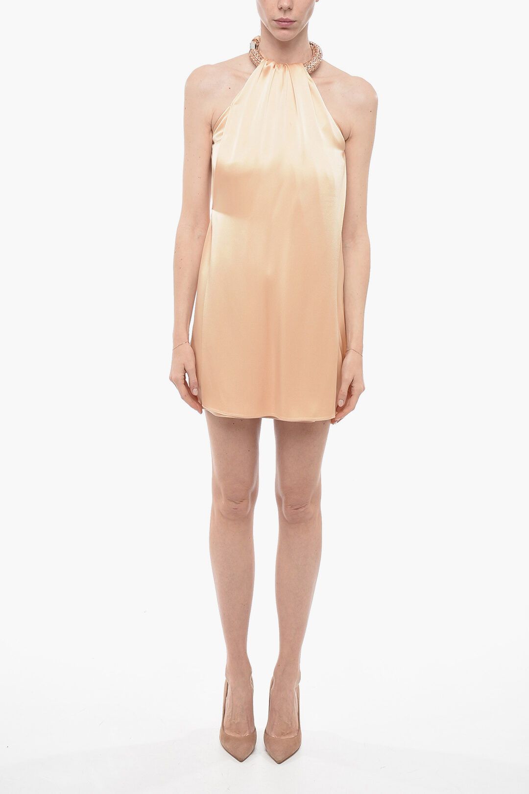 Stella McCartney og1mm0824 Halter Neck Minidress With Jeweled Neckline Size M / US 6-8 / IT 42-44 - 1 Thumbnail