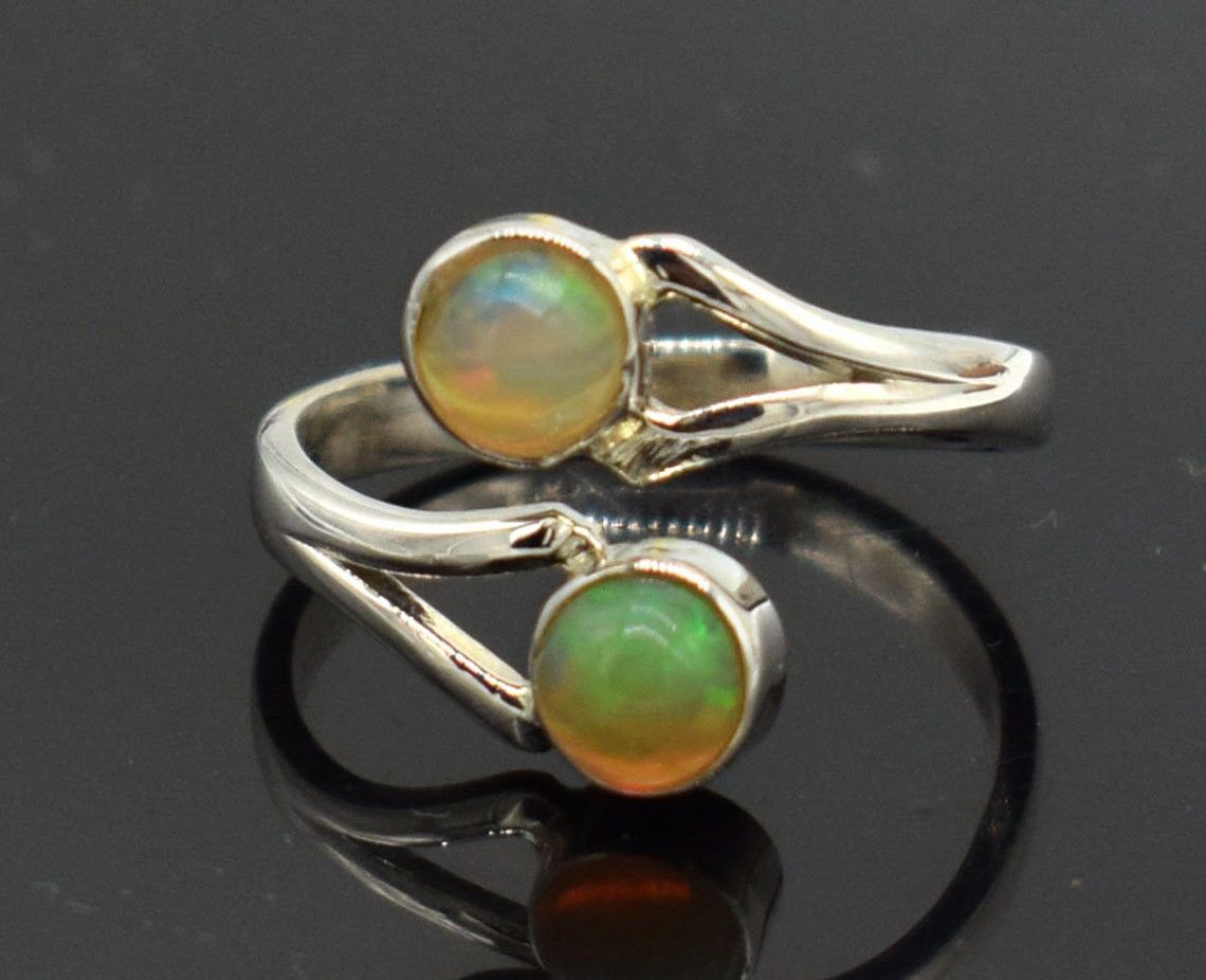 Handmade Handmade Ethiopian Opal Ring: 925K Silver Statement Ring Size ONE SIZE - 1 Thumbnail