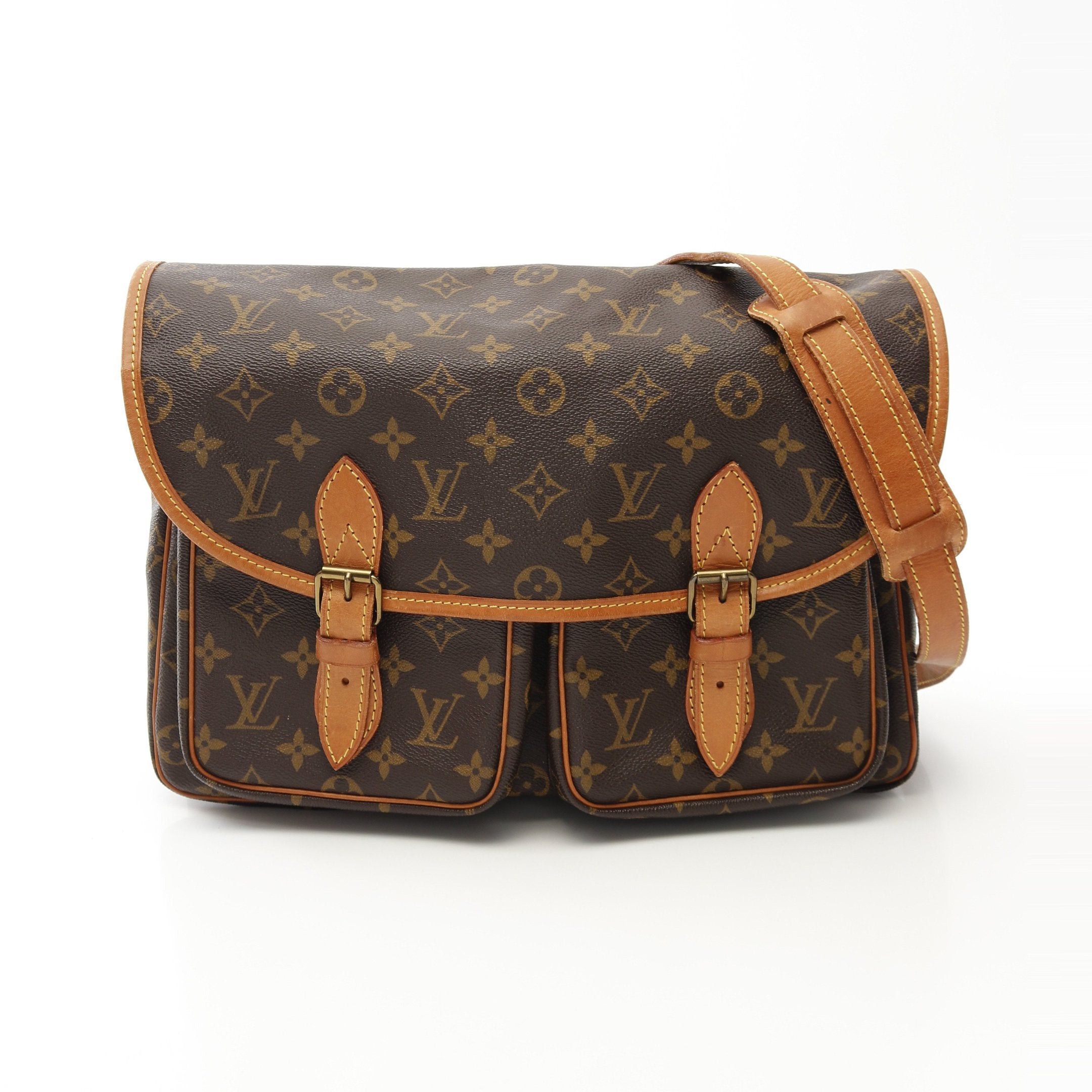 Louis Vuitton Gibeciere Mm Monogram Shoulder Bag Leather Brown, Women's