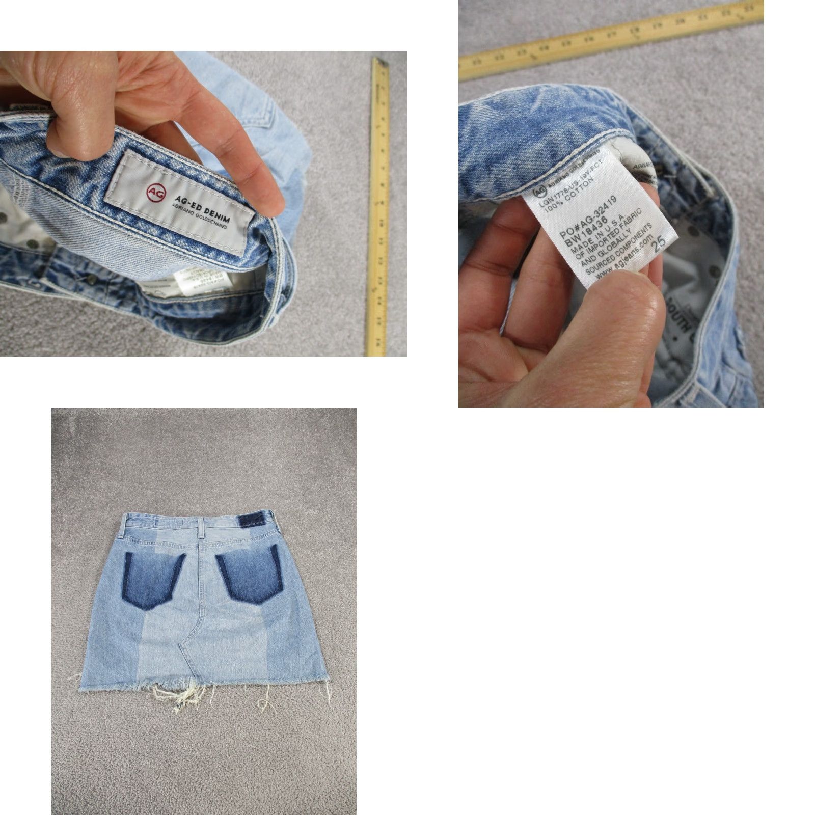 Denime VINTAGE Adriano Goldschmied Mini Skirt Womens 25 Light Denim Blue Short Zip Zipper AG Size 42" / US 20 - 8 Thumbnail