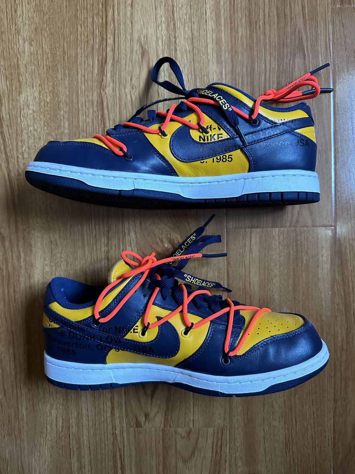 Nike × Off-White Off-White x Dunk Low ‘University Gold’ Size US 10 / EU 43 - 2 Thumbnail