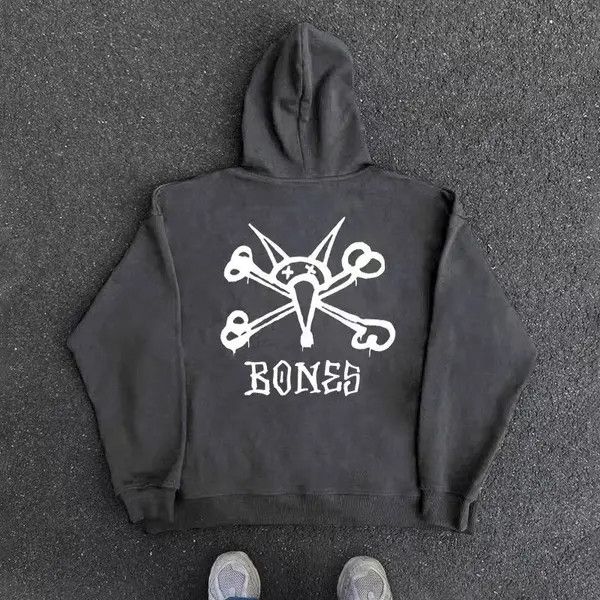 VIBE Vintage Street Hip Hop Skull Print Hooded Sweatshirt Size US XXL / EU 58 / 5 - 1 Thumbnail