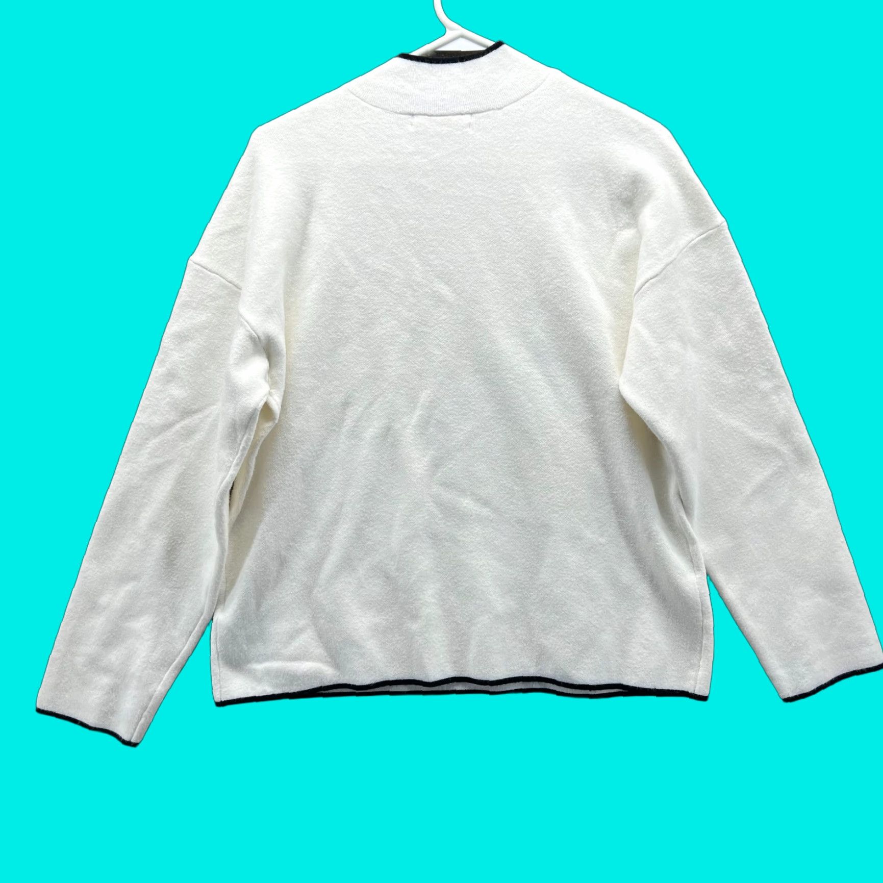 Anthropologie VINTAGE? No. Anthropologie Sweater Womens Large White Fleece Pullover Viscose Mock Neck Size L / US 10 / IT 46 - 1 Thumbnail