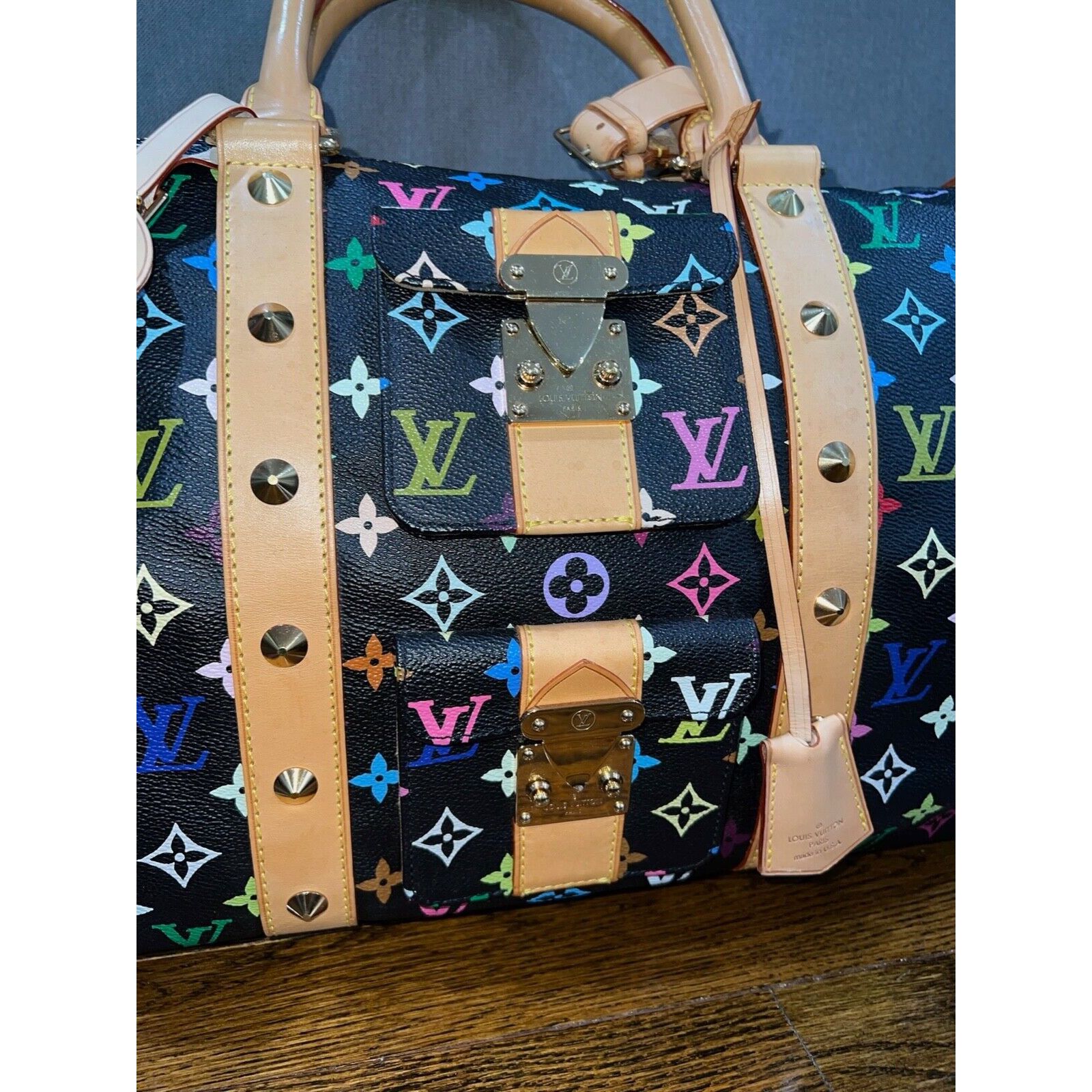 Louis Vuitton Louis Vuitton Murakami Black Multicolor Monogram Travel Bag Size ONE SIZE - 3 Thumbnail