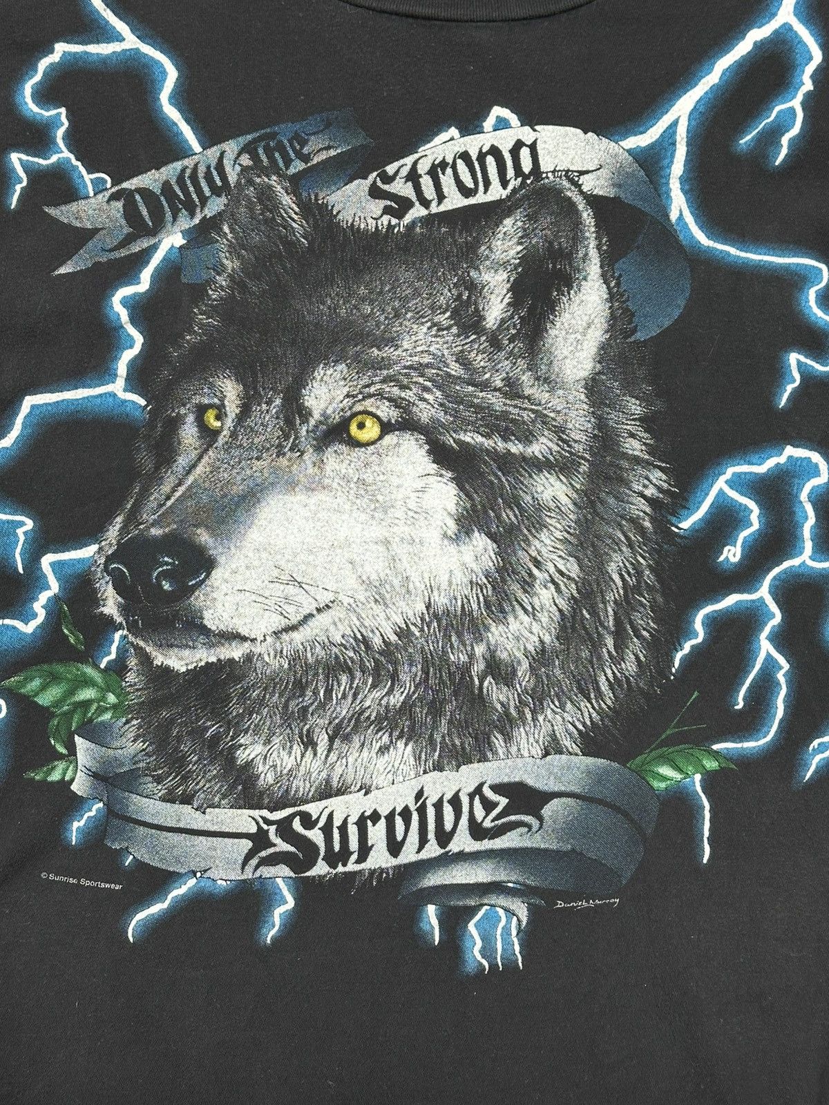 Other 🔥🐺 Vintage “Only The Strong Survive” Wolf Tee 90s Vibes 🤘 Size US XL / EU 56 / 4 - 2 Thumbnail