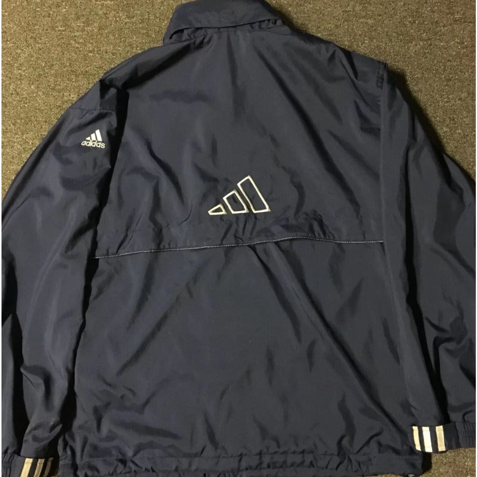 Adidas VINTAGE Adidas Team Jacket S Reflective Striped Navy Blue Men Basketball 90s 80s USA Hip Hop Sports Windbreaker Size US S / EU 44-46 / 1 - 2 Thumbnail