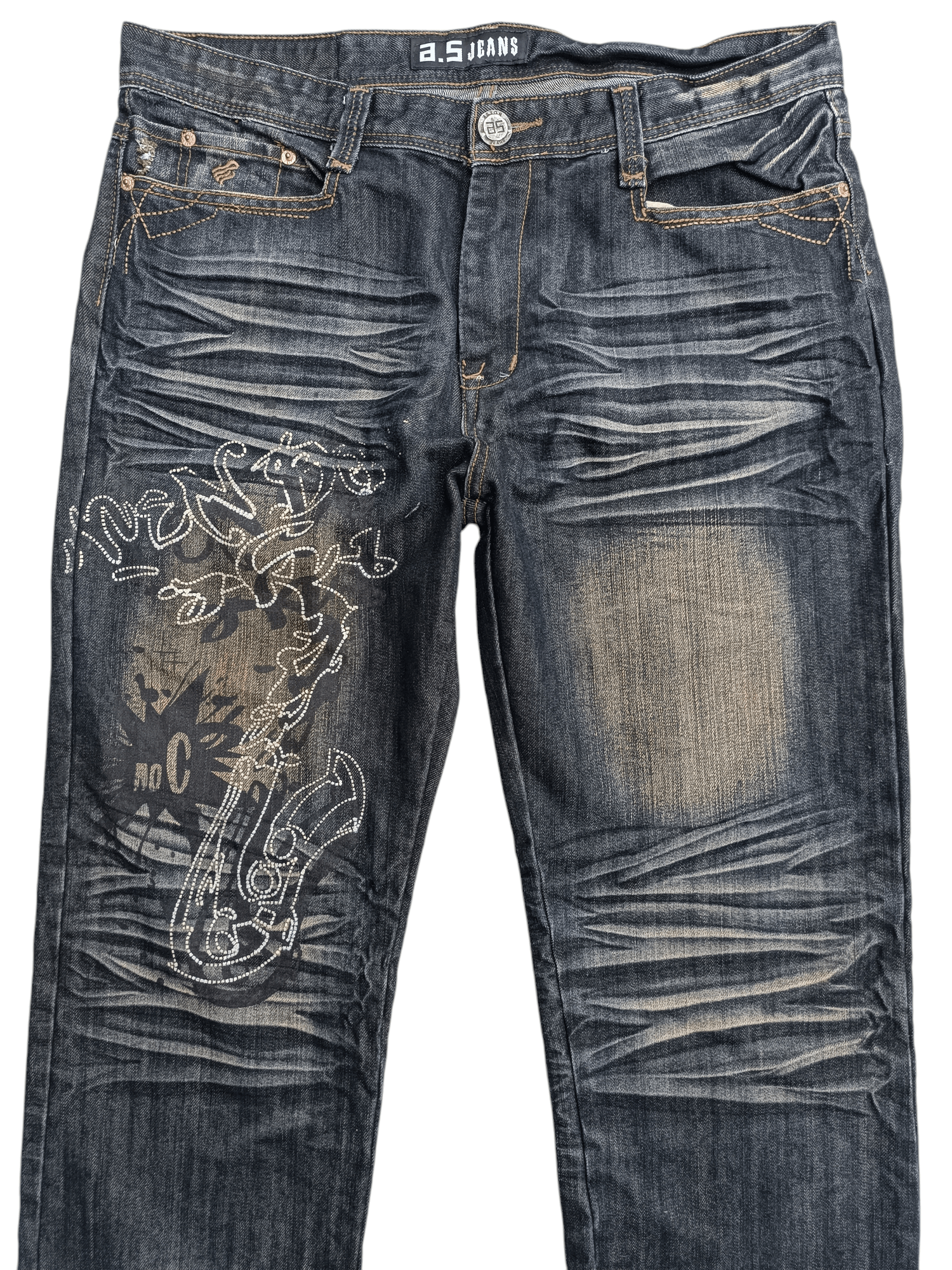 Japanese Brand RARE 🔥 A.S Aston Jeans Whiskers Print & Embroidery Denim Size US 36 / EU 52 - 7 Thumbnail