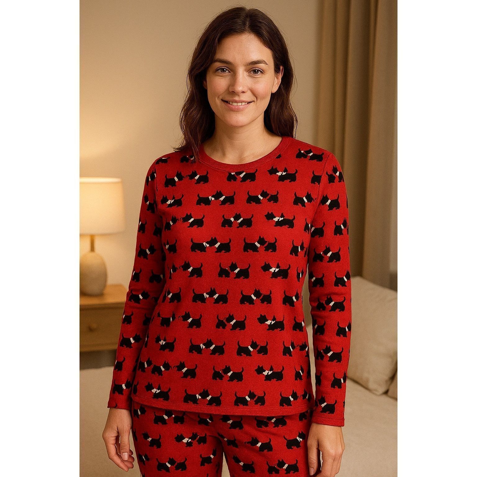 Croft & Barrow Cozy Red Scottish Terrier Dog Print Long Sleeve Pajama Top M Size ONE SIZE - 1 Thumbnail