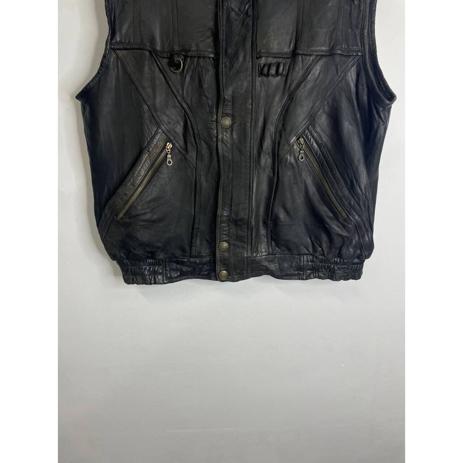 Vintage Vintage Black Leather Biker Vest Kunst Size XL Size US XL / EU 56 / 4 - 3 Thumbnail