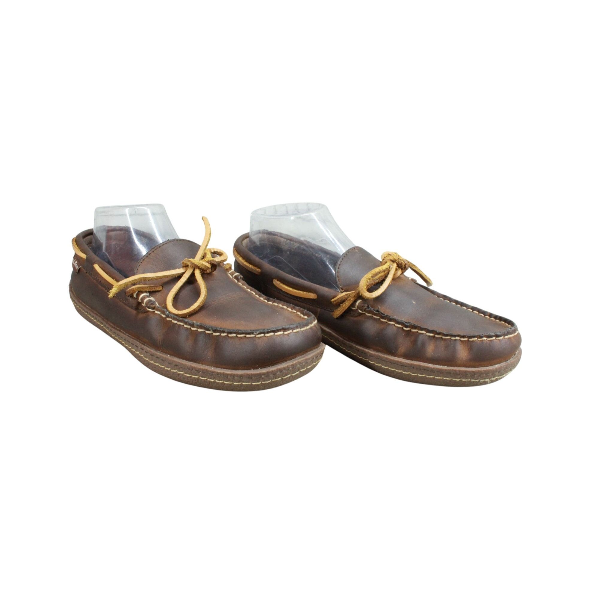 Leather LL Bean Men's Slip On Flannel-Lined Handsewn Slippers Size US 7 / EU 40 - 3 Thumbnail