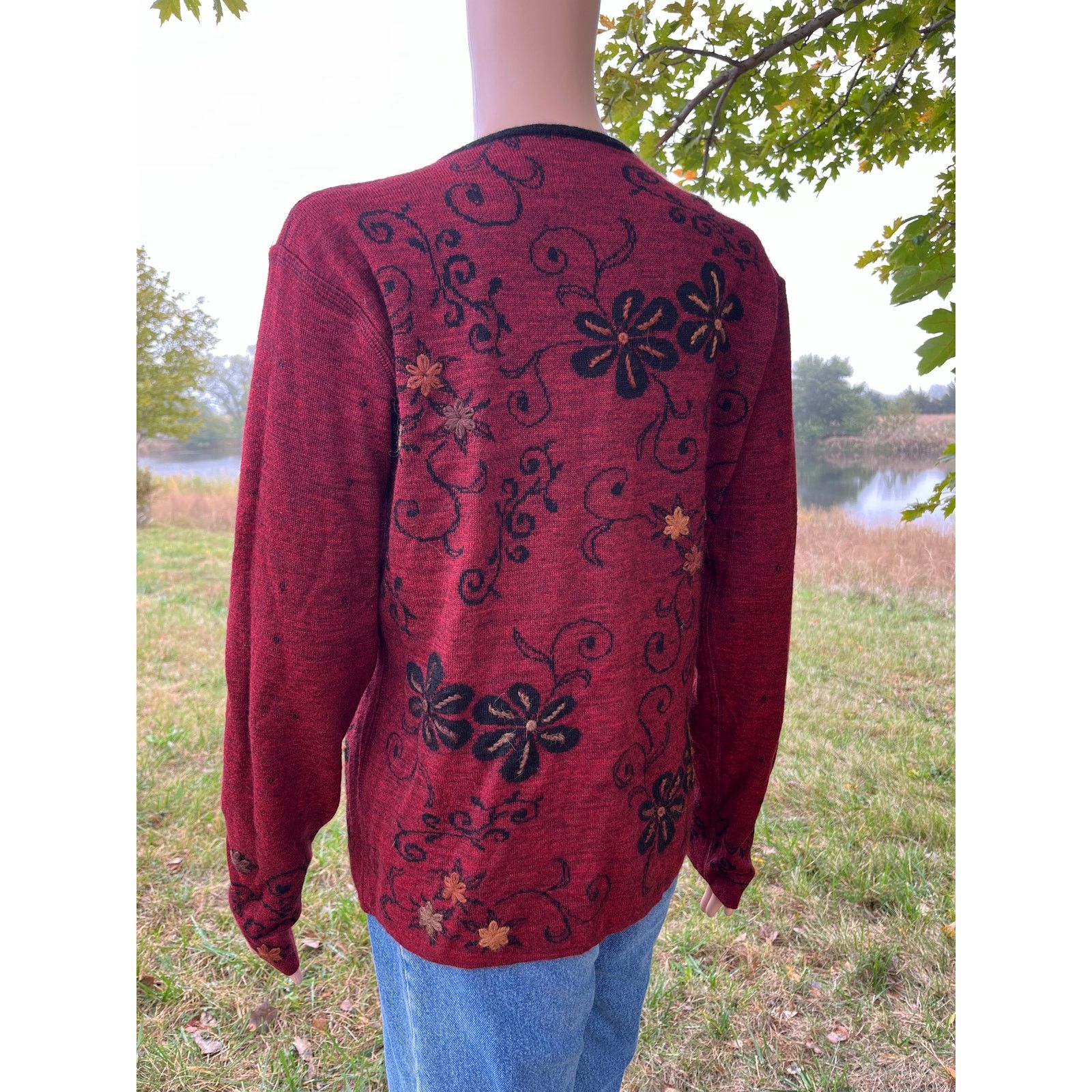 Other Alpaca Meadows Reversible Floral One Button Cardigan Size M / US 6-8 / IT 42-44 - 4 Thumbnail