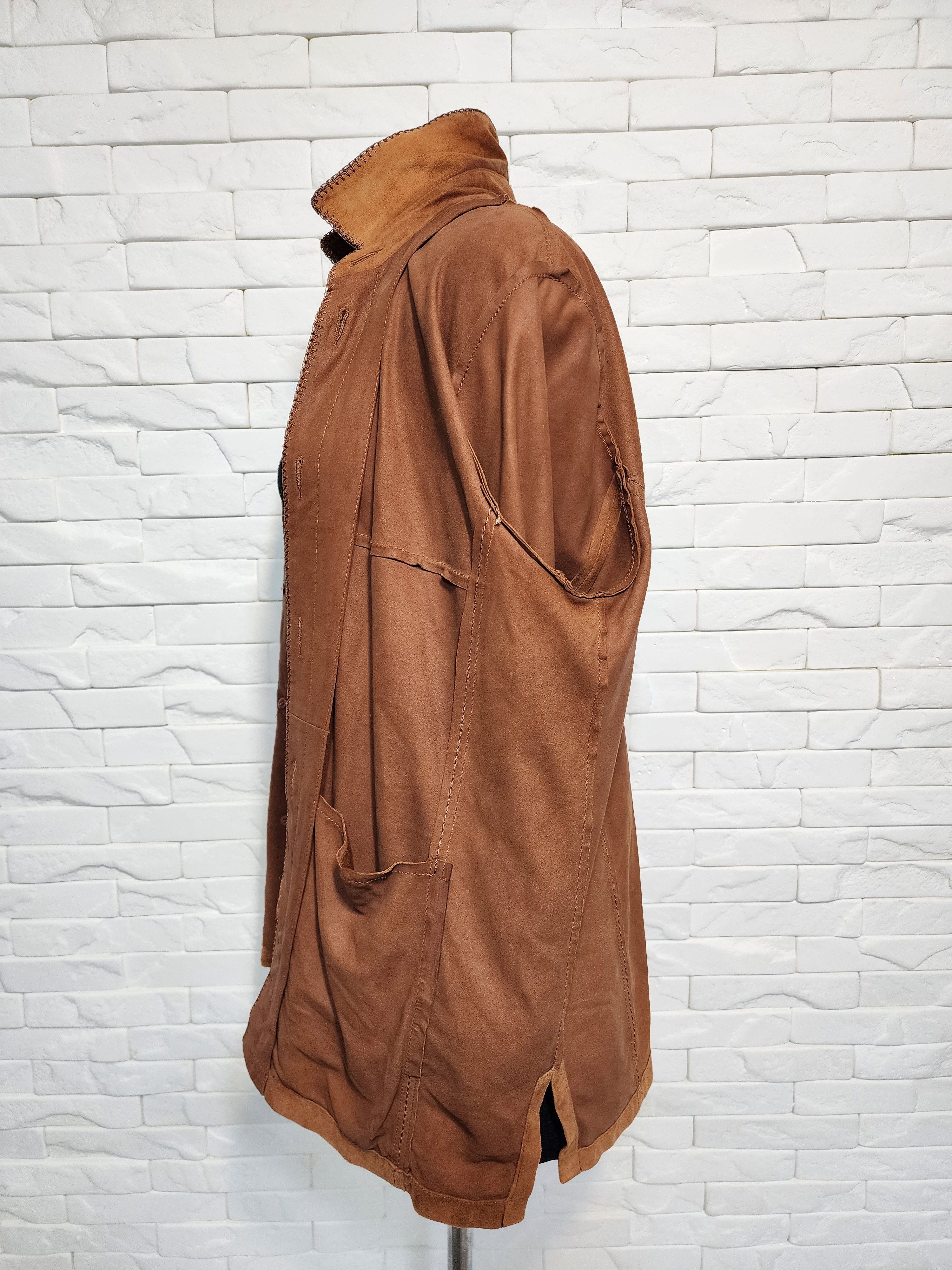 Genuine Leather Women's Suede Shirt: Brown Leather Simple Style Size XL / US 12-14 / IT 48-50 - 10 Thumbnail