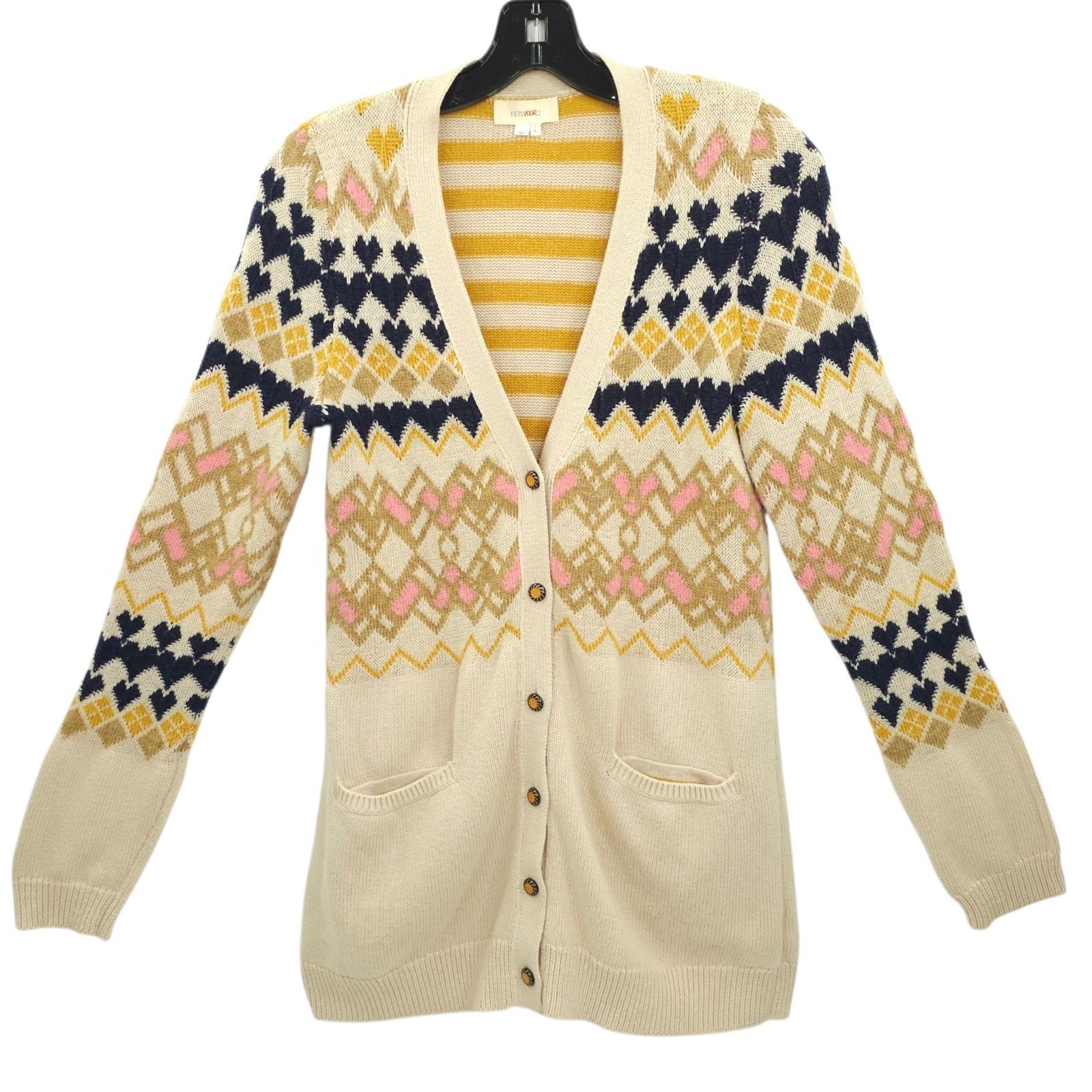 Anthropologie Fiets Voor 2 Anthropologie Fair Isle Knit Cardigan Sweater S Size S / US 4 / IT 40 - 1 Thumbnail
